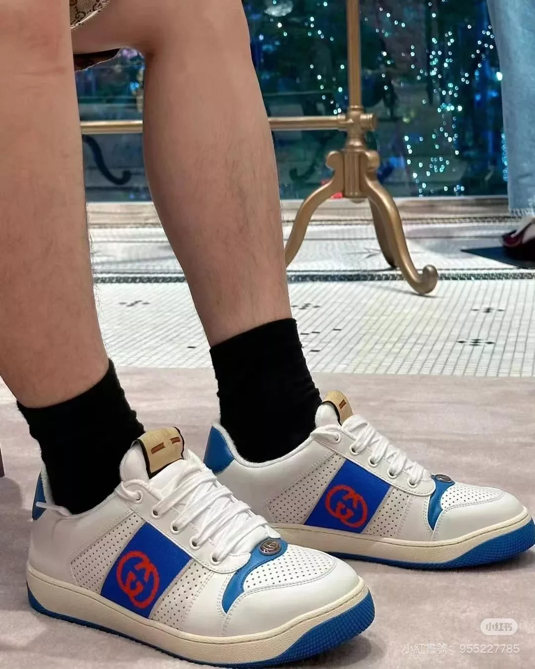 GUCCI 【藍色】經典髒髒鞋系列 Screener Sneakers 休閒鞋・情侶款 男鞋/女鞋 大碼