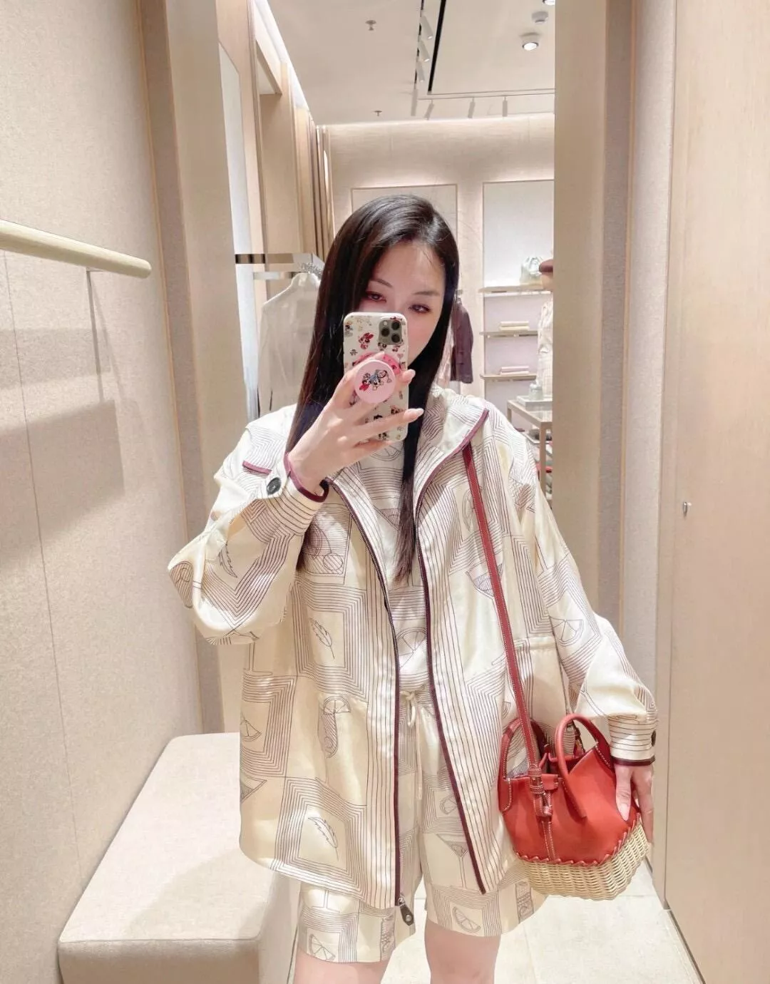 Loro Piana 幾何印花連帽風衣（36/38/40/42）