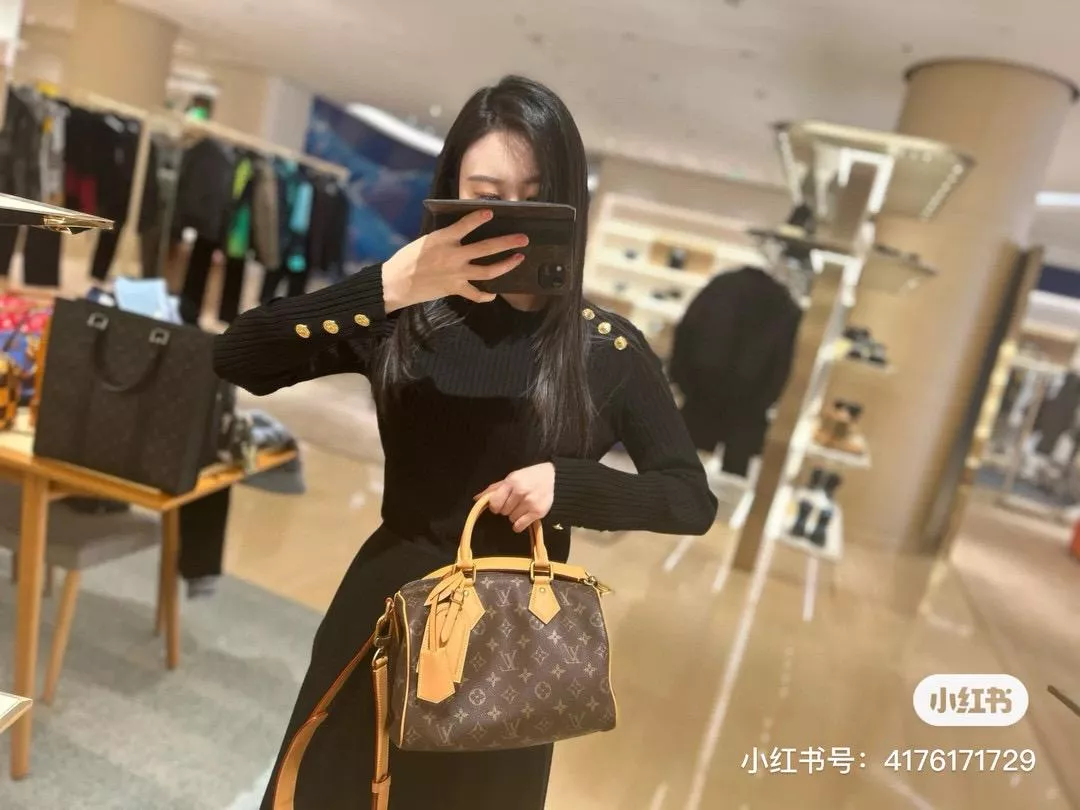 菲董秀款 M24443 經典老花 Speedy P9 Bandoulière 25 裡外全真皮