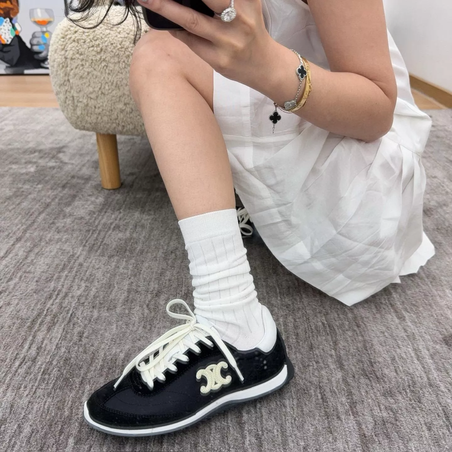 Celine 經典休閒運動鞋  黑白配色 百搭跑鞋風格 35-40碼