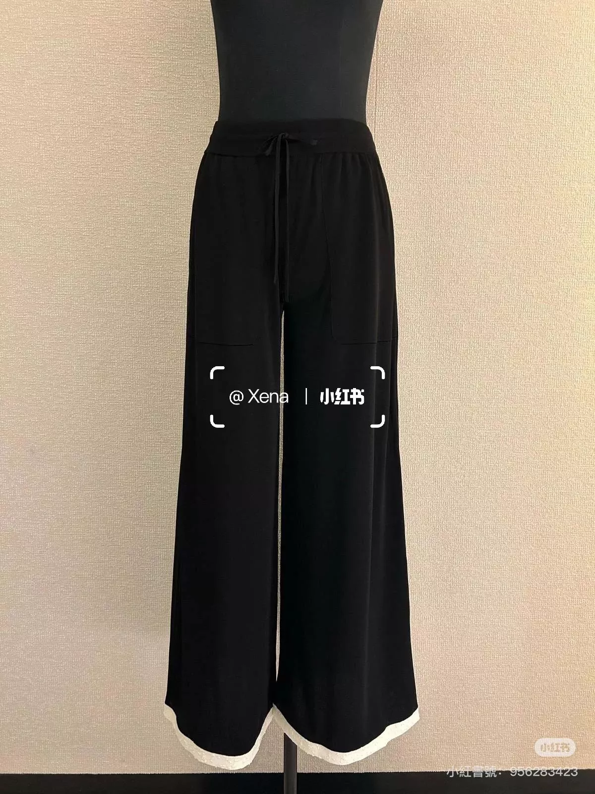 25A 黑白拼接冰絲闊腿長褲 36/38/40｜夏季冰感涼感布料
