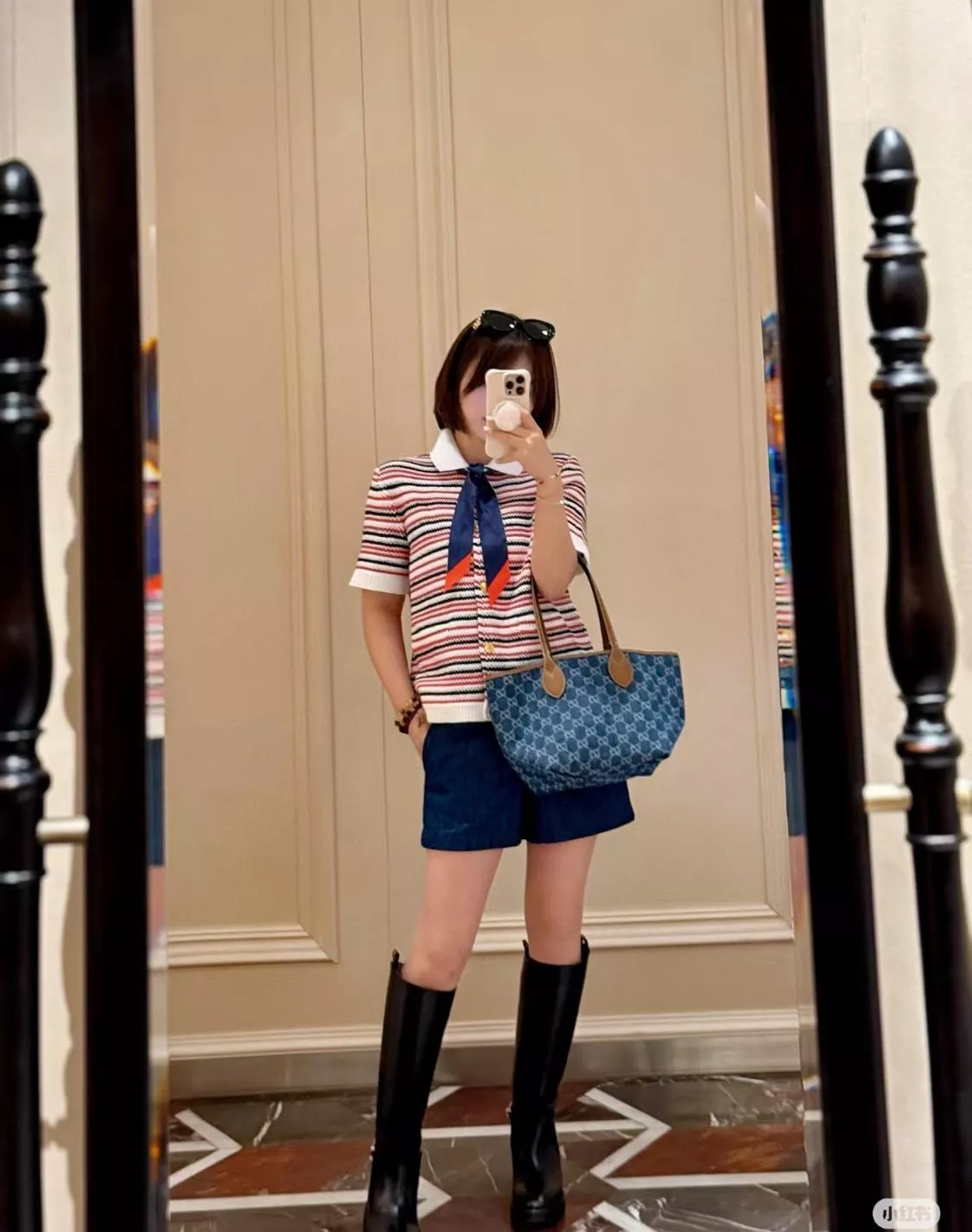 Gucci 深牛仔藍 Totissima 托特包 820496 小號 22cm