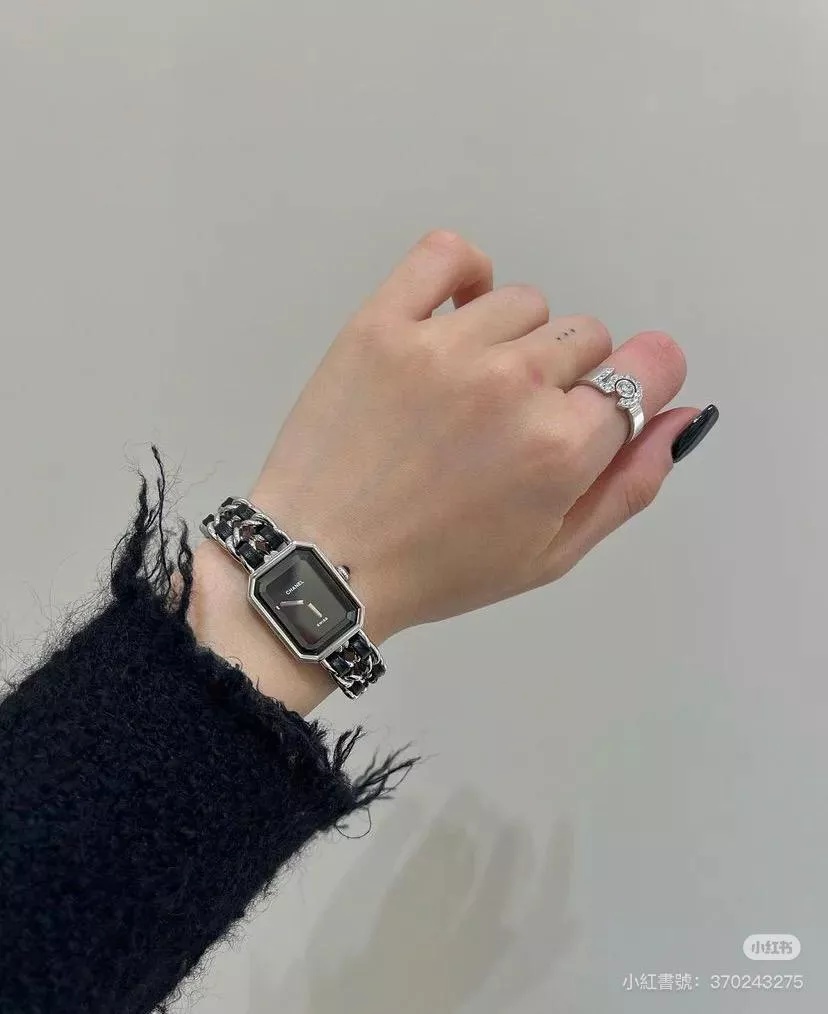Chanel Premiere 復古方糖錶｜黑銀鏈條手錶 中古經典設計 女士腕錶