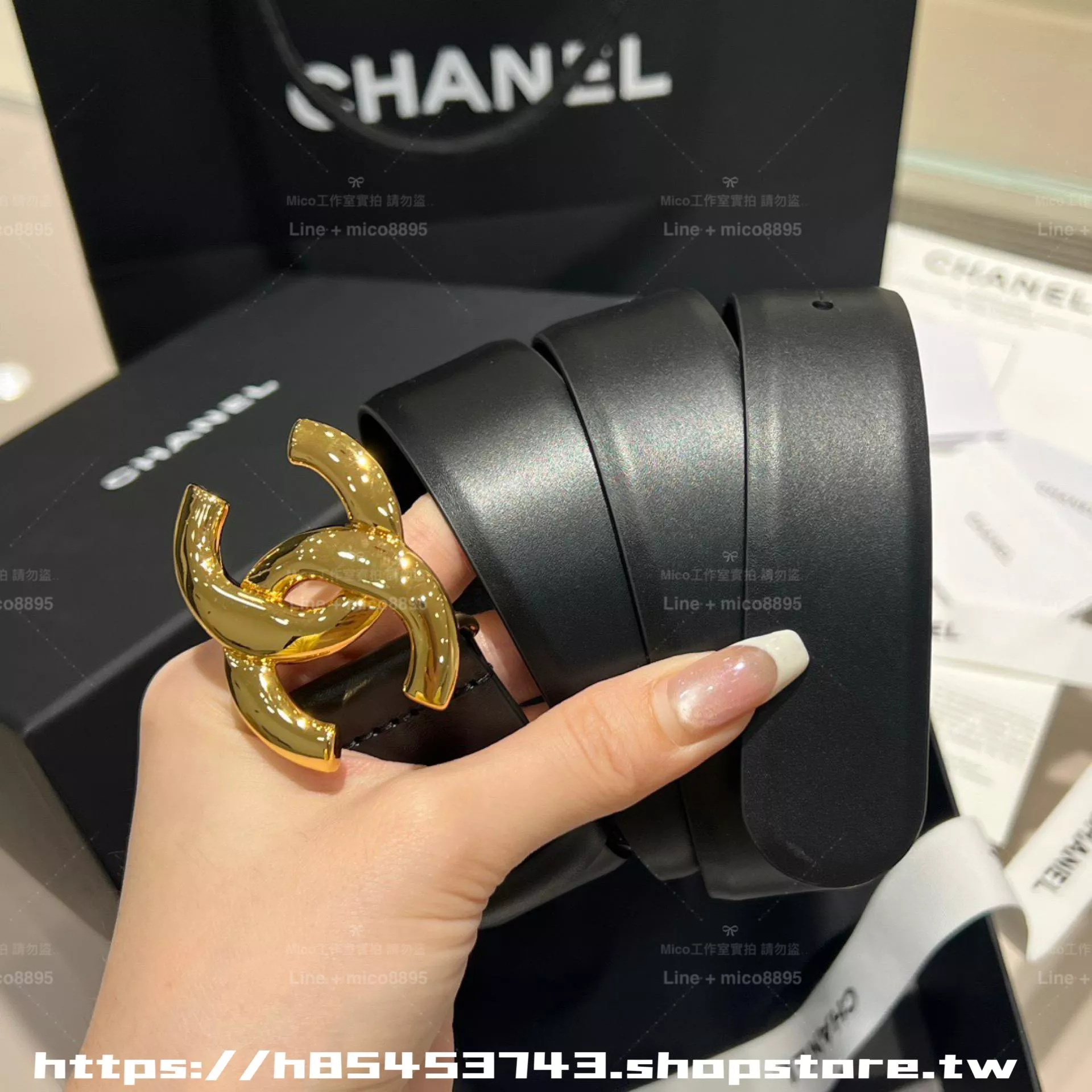 平滑金釦 經典大雙C扣腰帶 3.0cm｜ 真皮設計 高級質