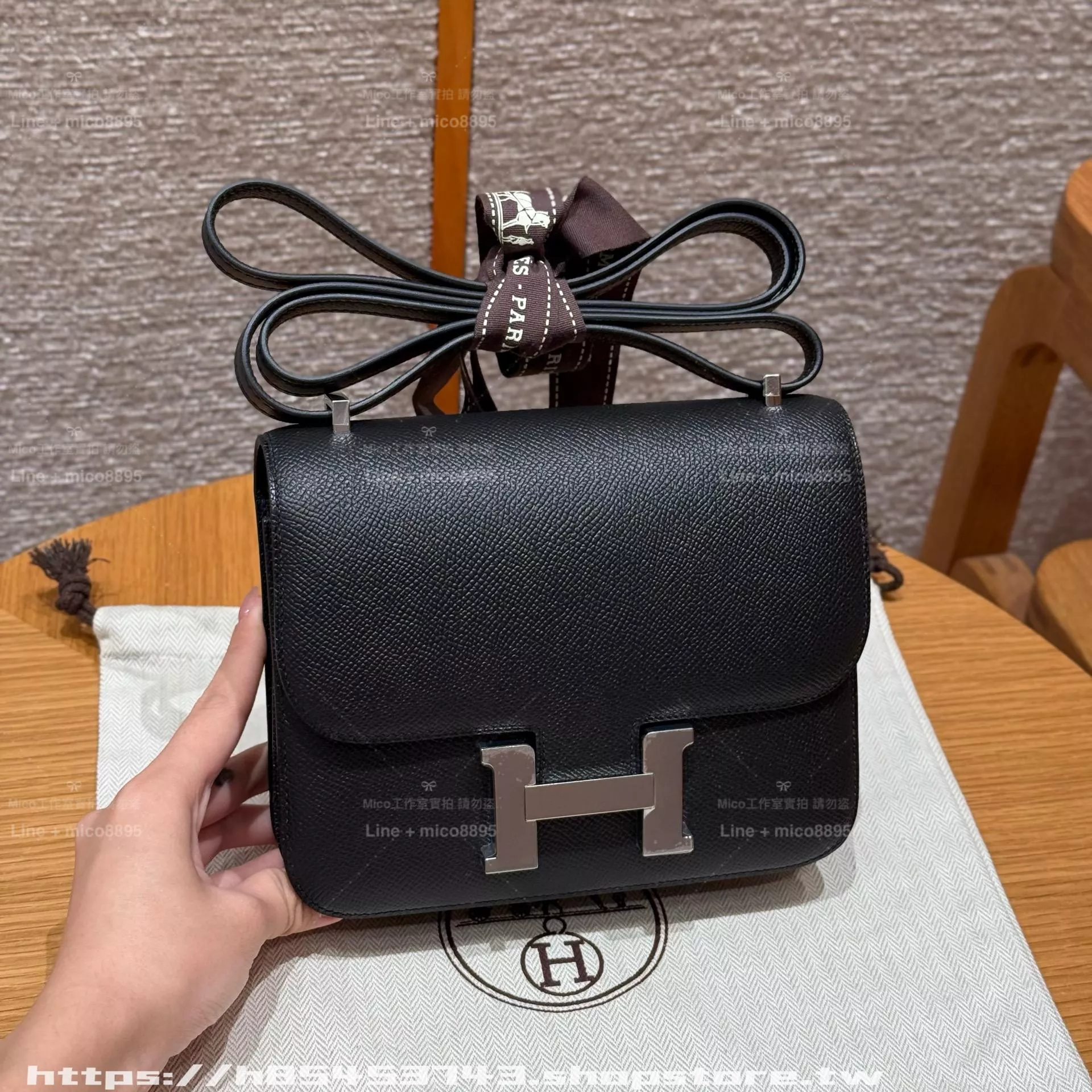 Hermès Constance 新版 帶鏡子 黑色 康康19cm 肩背包（法國皮革｜全手工｜工期約1個月）