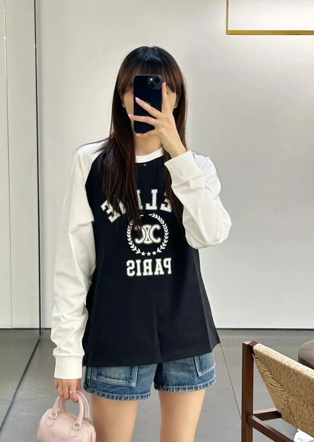 Celine 經典撞色LOGO棒球長袖T（S/M/L）