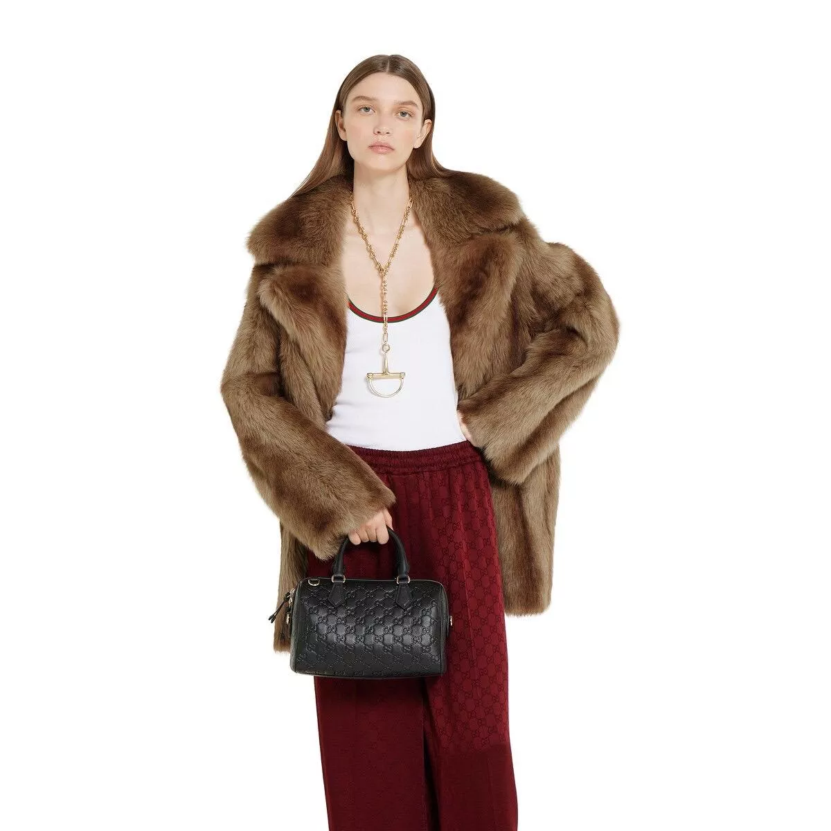 Gucci Emblem 枕頭包 848886 中號 25cm GG壓紋黑色
