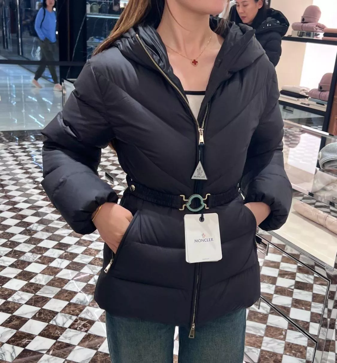 MONCLER 黑色 Brosse 腰帶款羽絨服 0／1／2碼