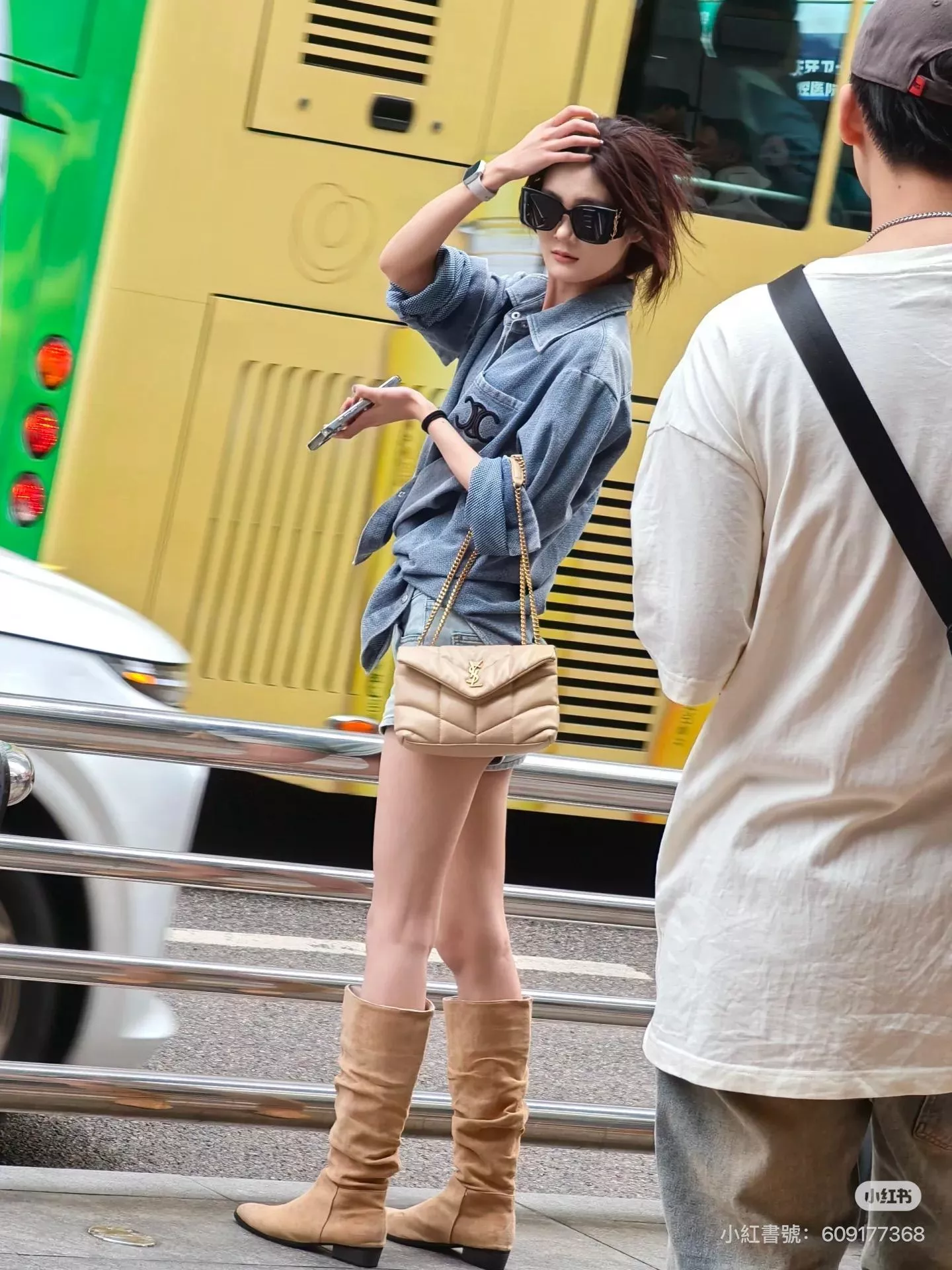 YSL 米色金釦 Loulou Puffer mini 迷你款 雙鏈條版本 多功能絎縫包 23cm