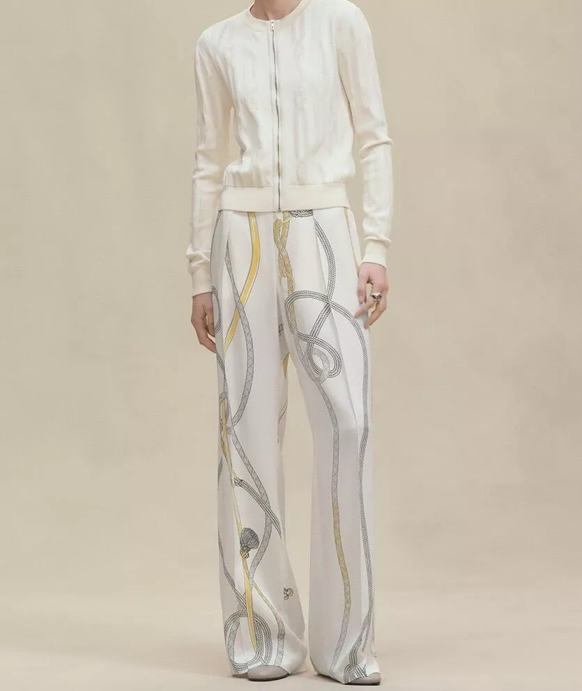 HERMES 幾何鏈條定位印花真絲長褲（36/38/40/42碼）