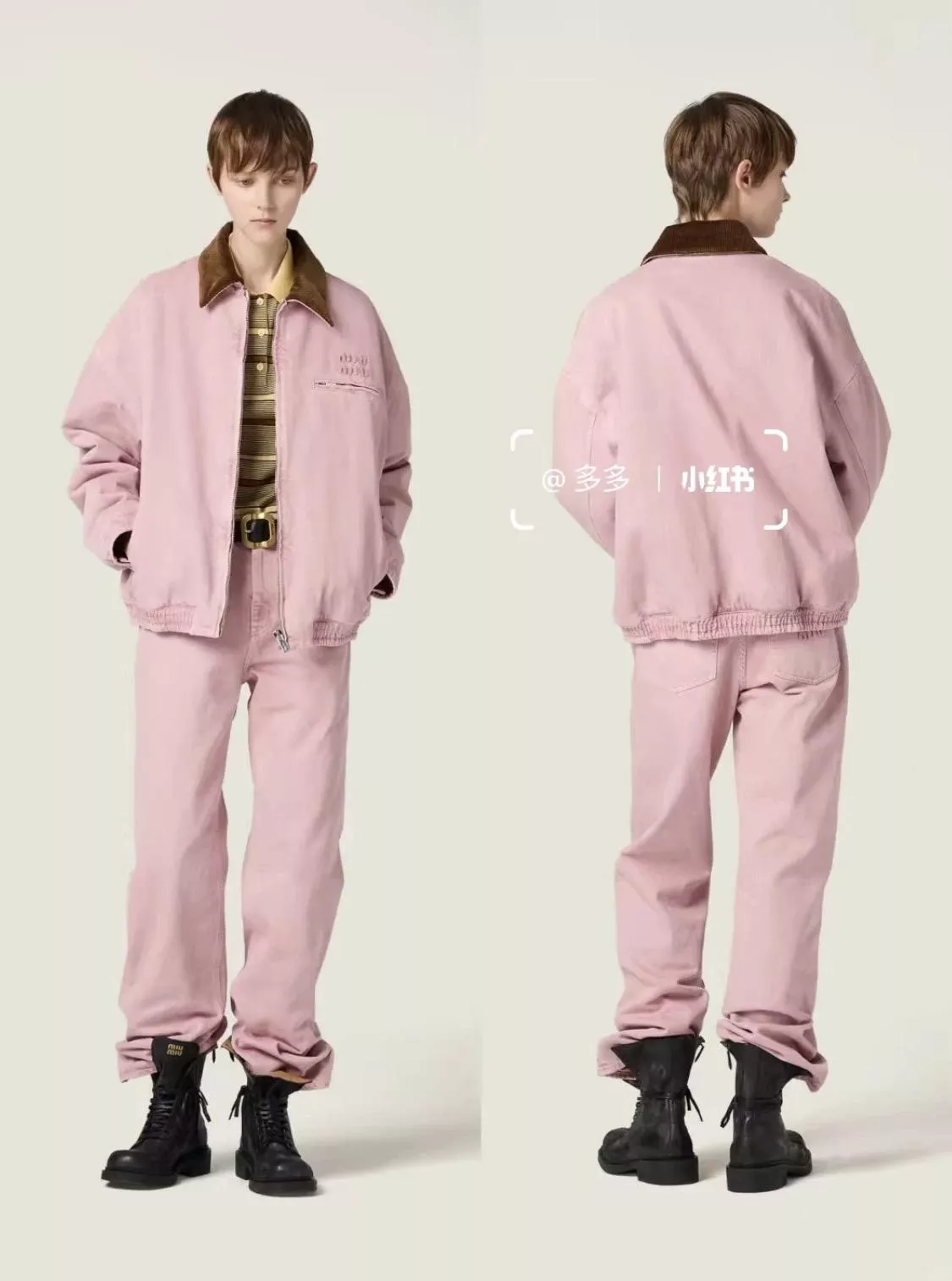 Miu Miu 水洗粉色牛仔棉服外套 36／38／40