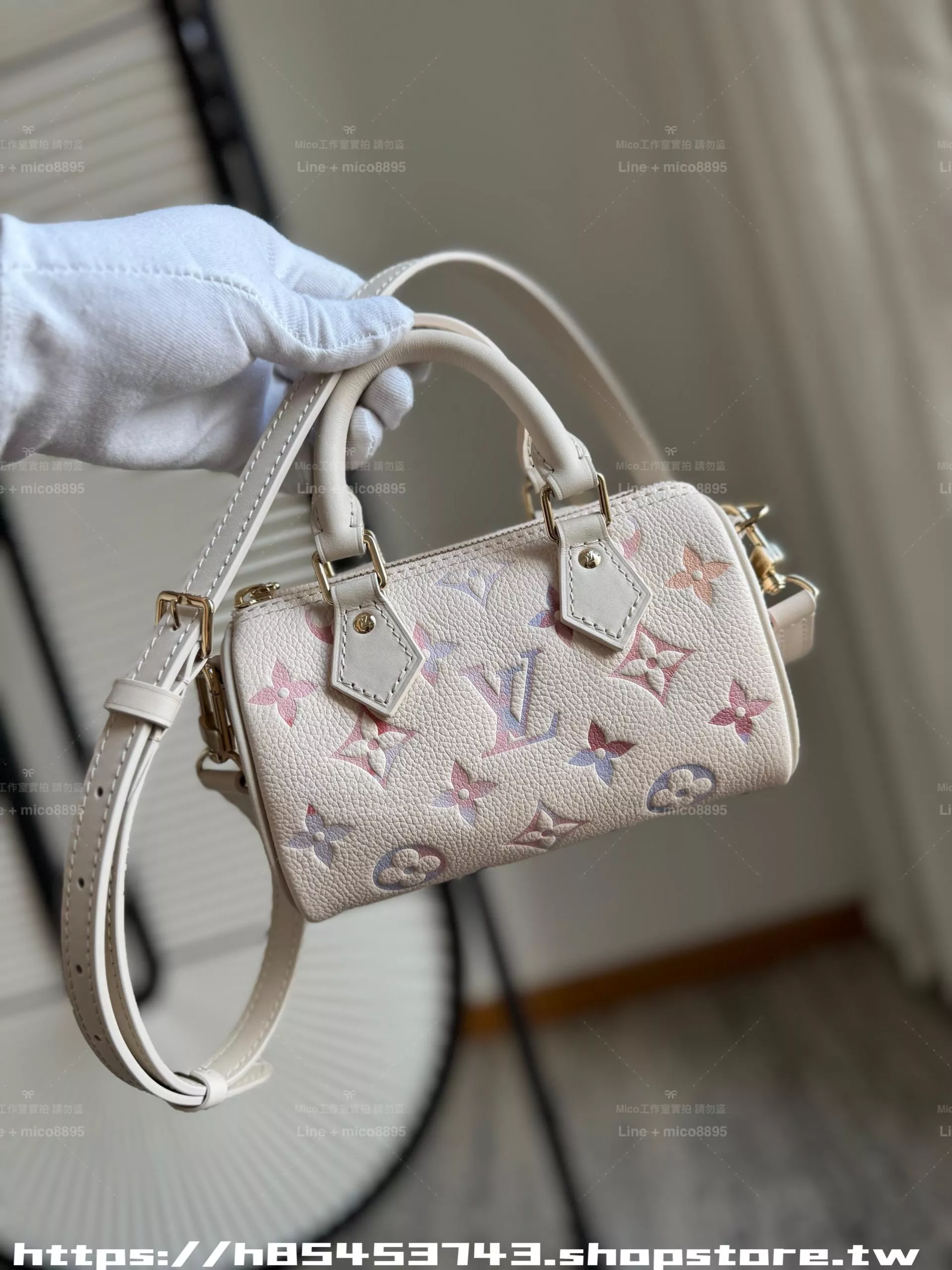 M25591 Nano Speedy 迷你手提斜背包｜漸變壓紋牛皮｜法式小號旅行袋風格