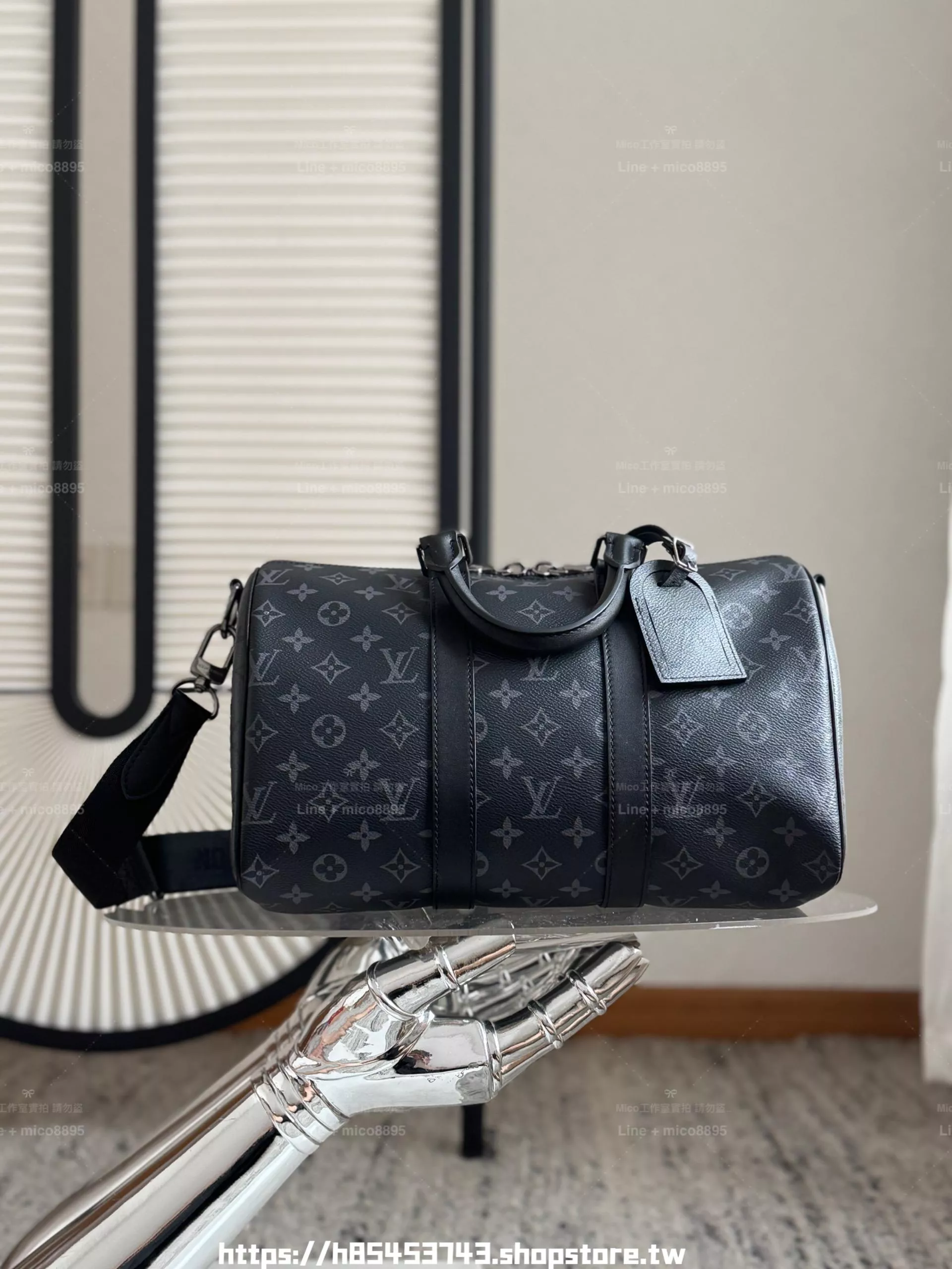 M45566 KEEPALL 35 手提旅行袋｜Monogram Eclipse帆布｜附可調肩帶｜男士輕旅首選款