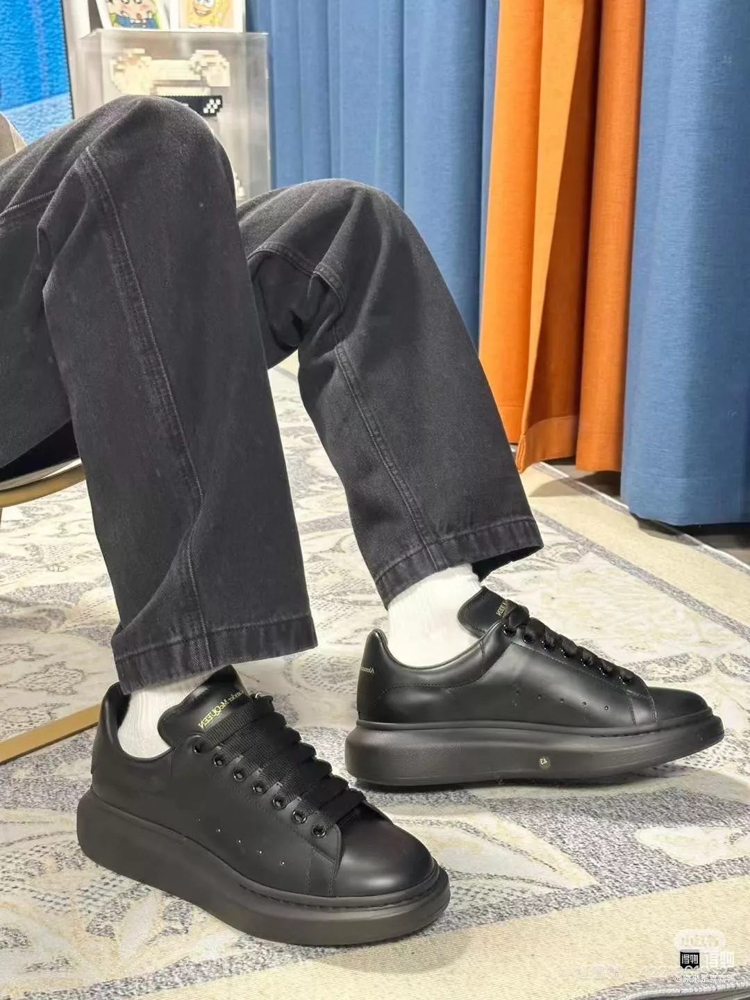 Alexander McQueen 全皮黑 情侶款 麥昆運動鞋休閒鞋 厚底鞋