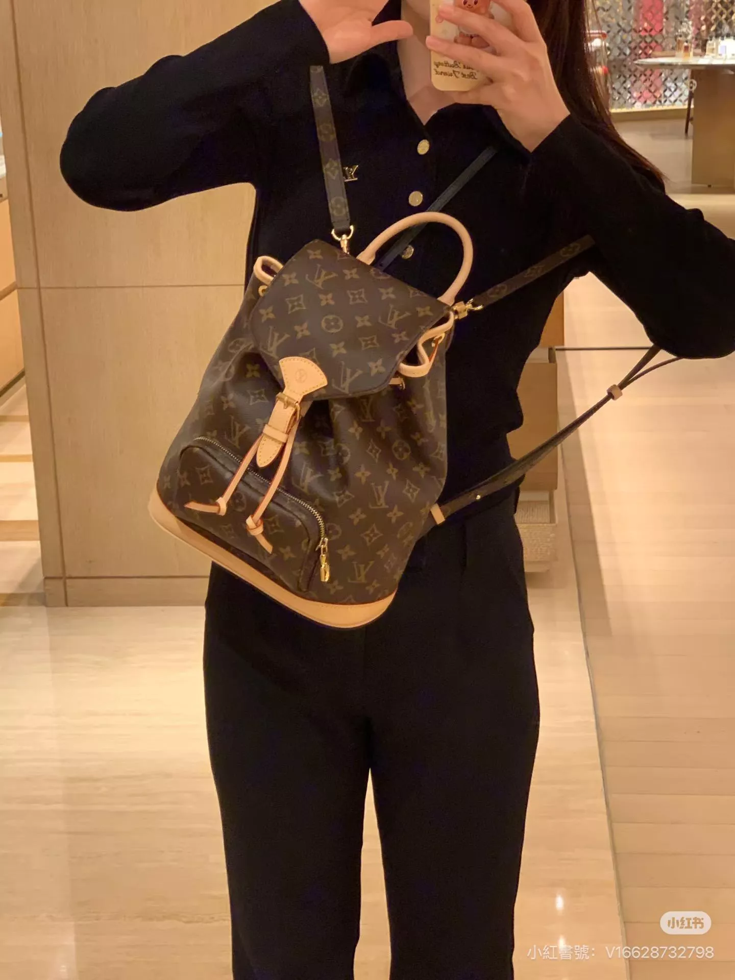 【Montsouris 雙肩包】M11198／老花款 28*30cm