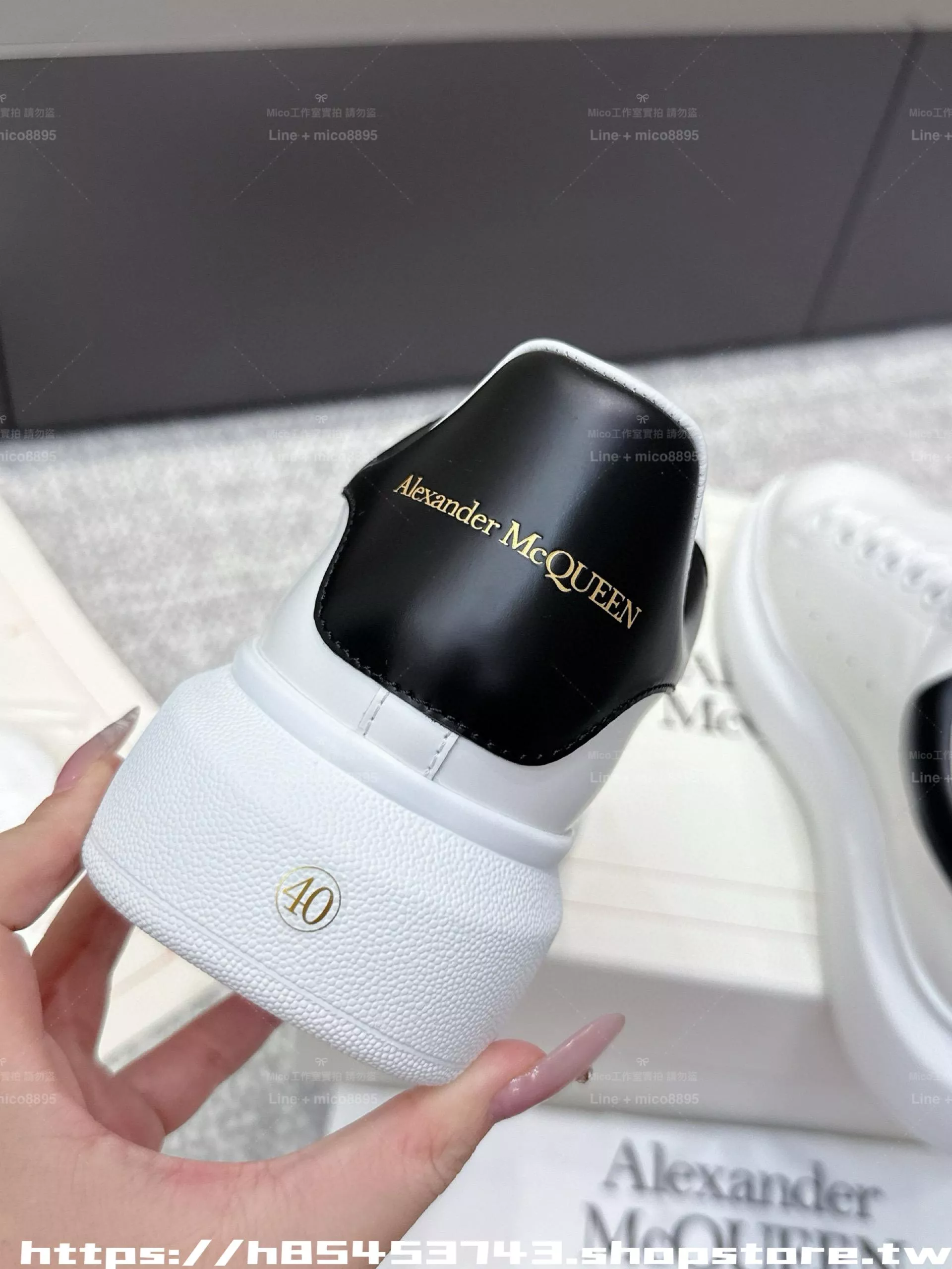 Alexander McQueen 皮革黑金字 情侶款 麥昆運動鞋休閒鞋 厚底鞋