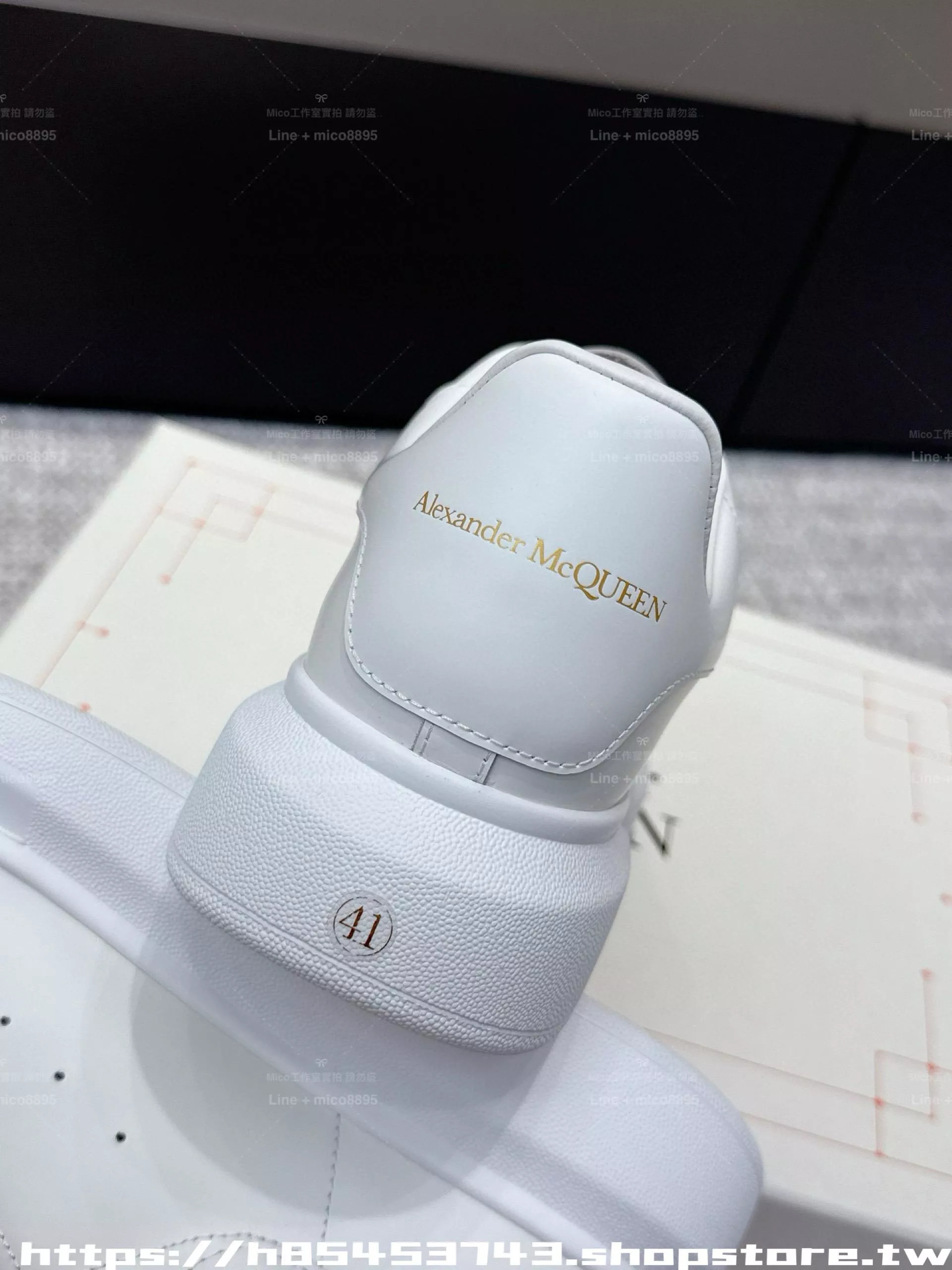 Alexander McQueen 皮革白金字 情侶款 麥昆運動鞋休閒鞋 厚底鞋