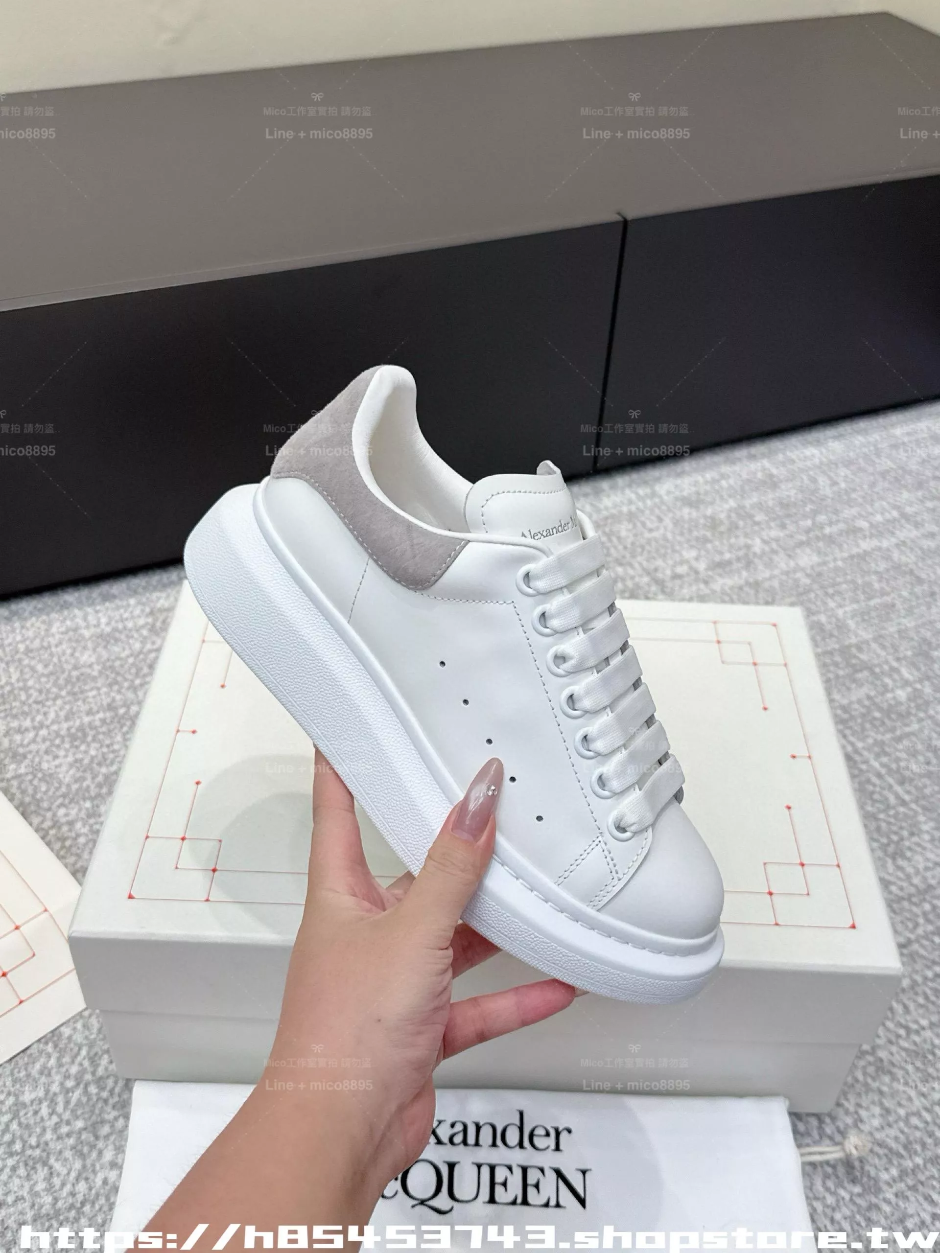 Alexander McQueen 灰色絨面 情侶款 麥昆運動鞋休閒鞋 厚底鞋