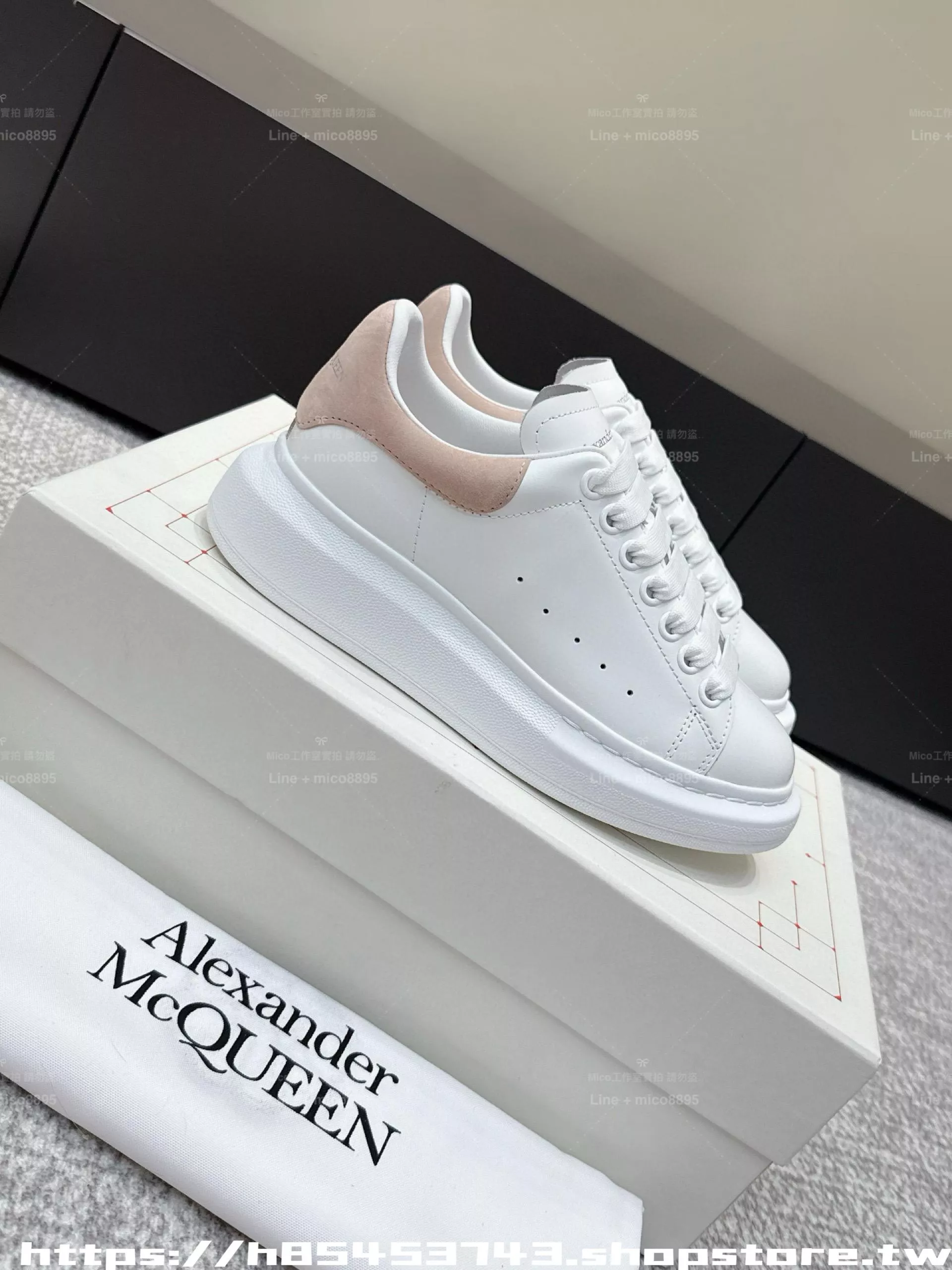 Alexander McQueen 粉色絨面 情侶款 麥昆運動鞋休閒鞋 厚底鞋