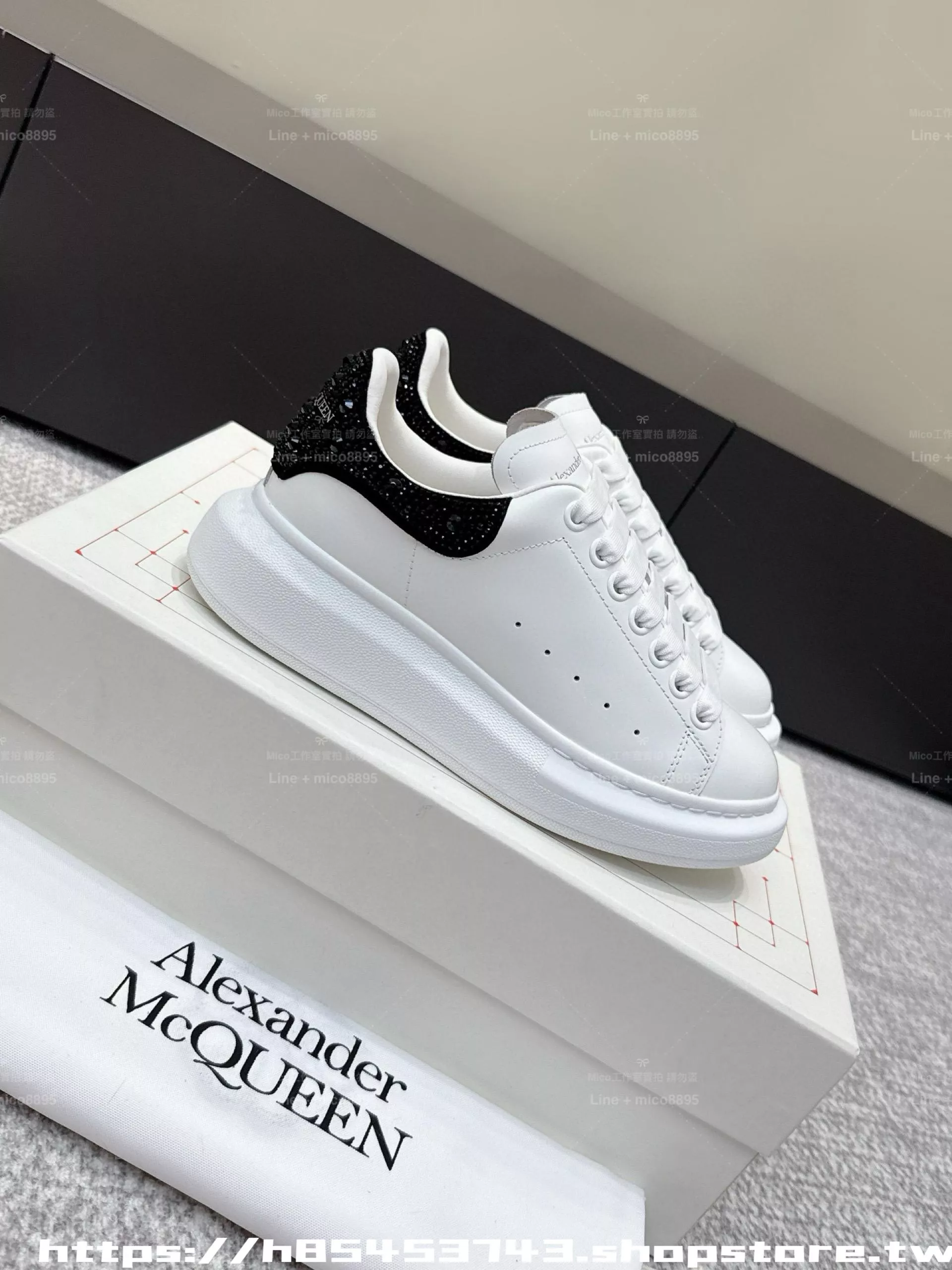Alexander McQueen 黑鑽尾 情侶款 麥昆運動鞋休閒鞋 厚底鞋