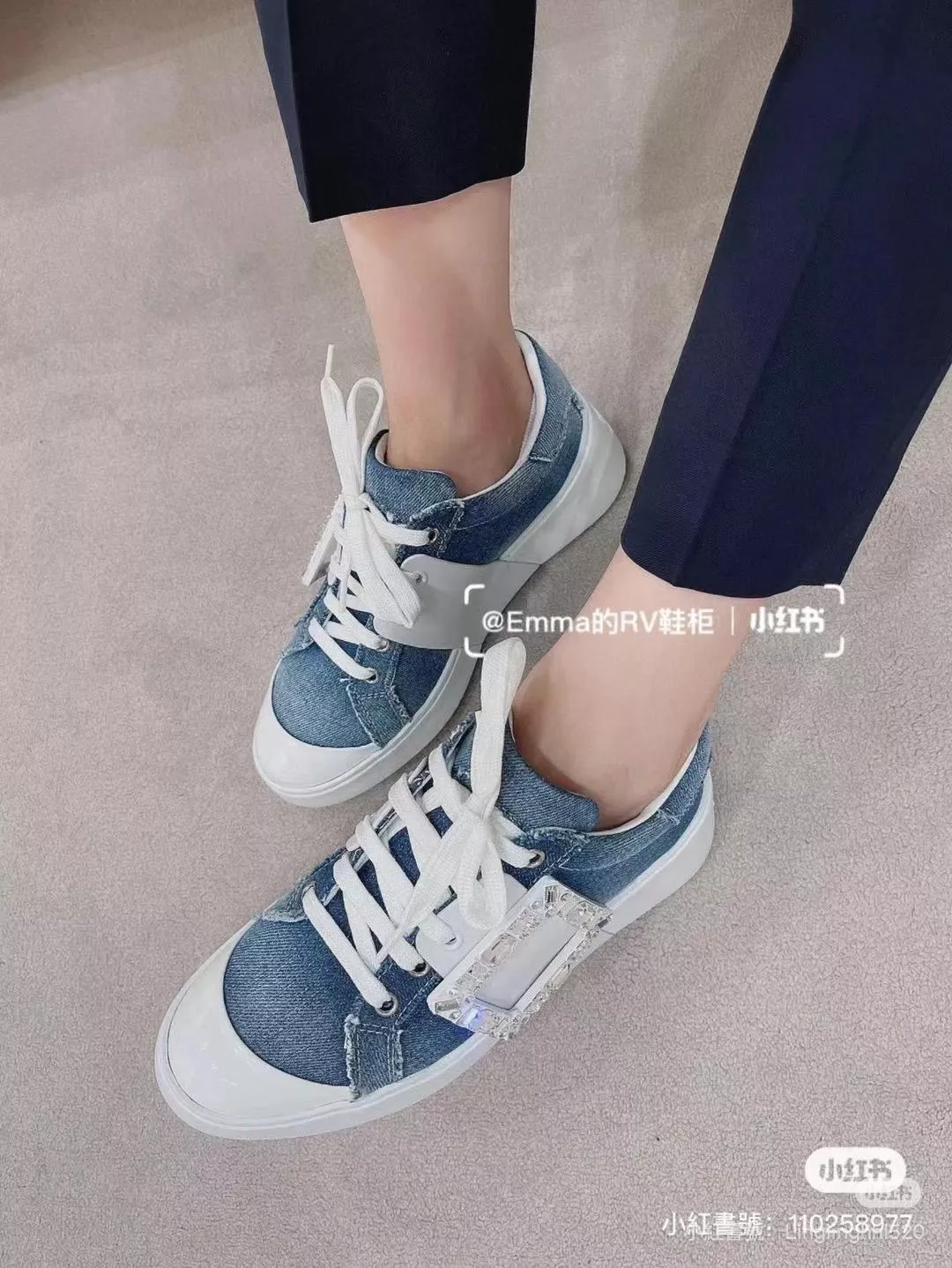 【RV 牛仔方扣鑽飾小白鞋】Viv' Skate 運動休閒鞋／女款35–39