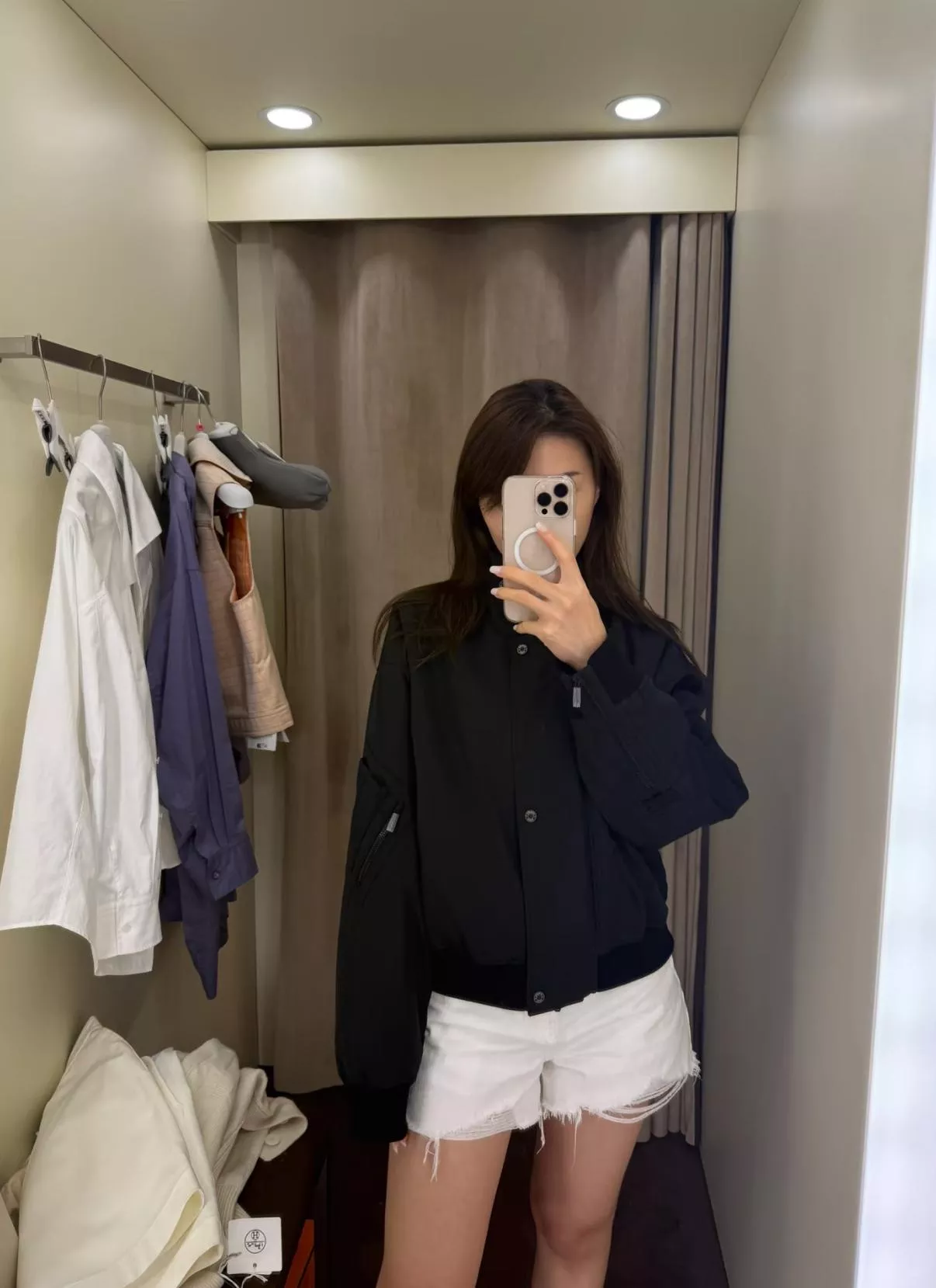 HERMES 藏藍斜扣立領夾棉外套（36／38／40）