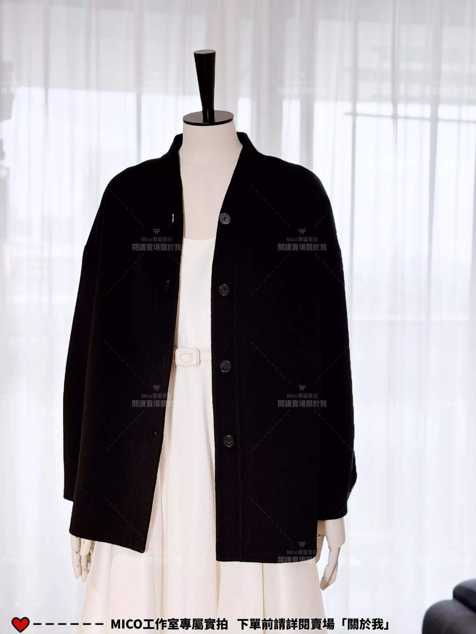 DIOR 低調簡約款 黑色黑釦立領羊絨A字斗篷大衣｜36／38／40／42碼