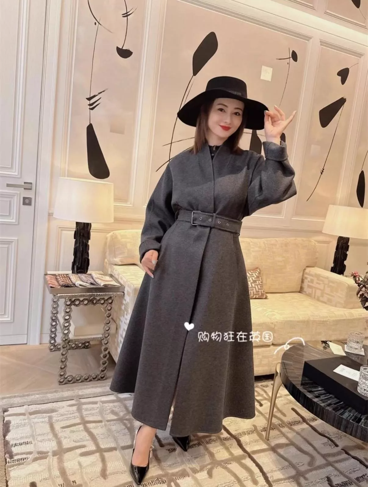 DIOR 深灰色雙面羊絨系帶大衣（36/38/40/42）