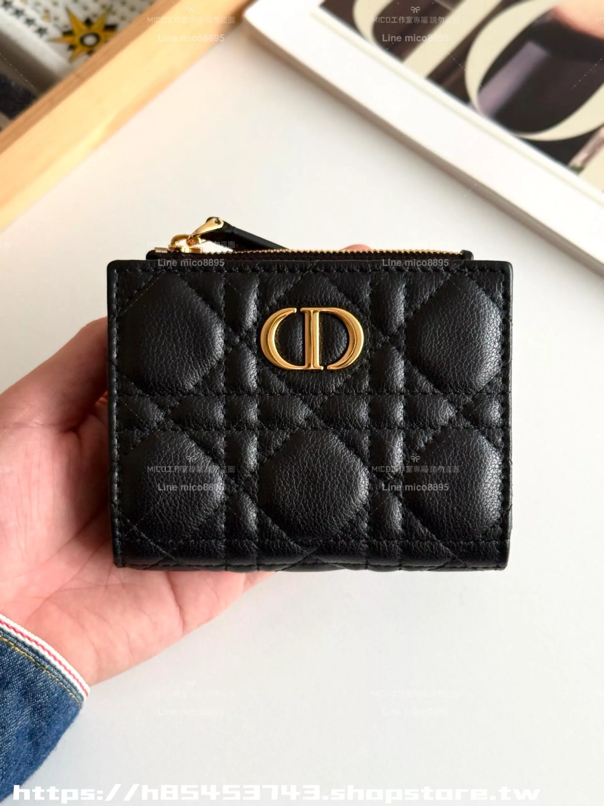 黑金色 30 Montaigne Dahlia 全皮短夾 真皮（11.5*9cm）