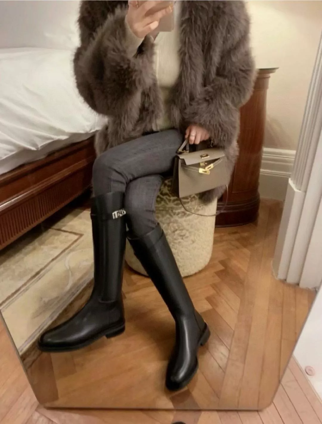 Hermès｜秋冬『Kelly 扣經典騎士長靴』進口小牛皮・高筒挺版設計・優雅百搭款