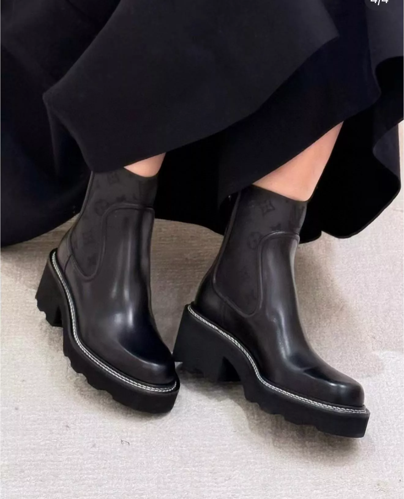 LV 黑色 粗跟切爾西靴 短靴 6cm・經典復刻女王氣場款