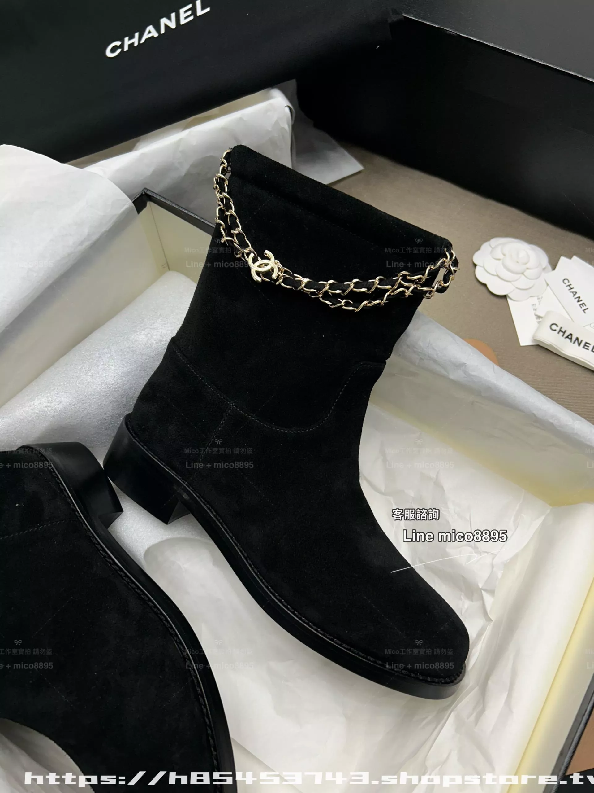 Chanel｜25B 新款『黑色牛反絨短靴』三層真皮大底・秋冬質感必收