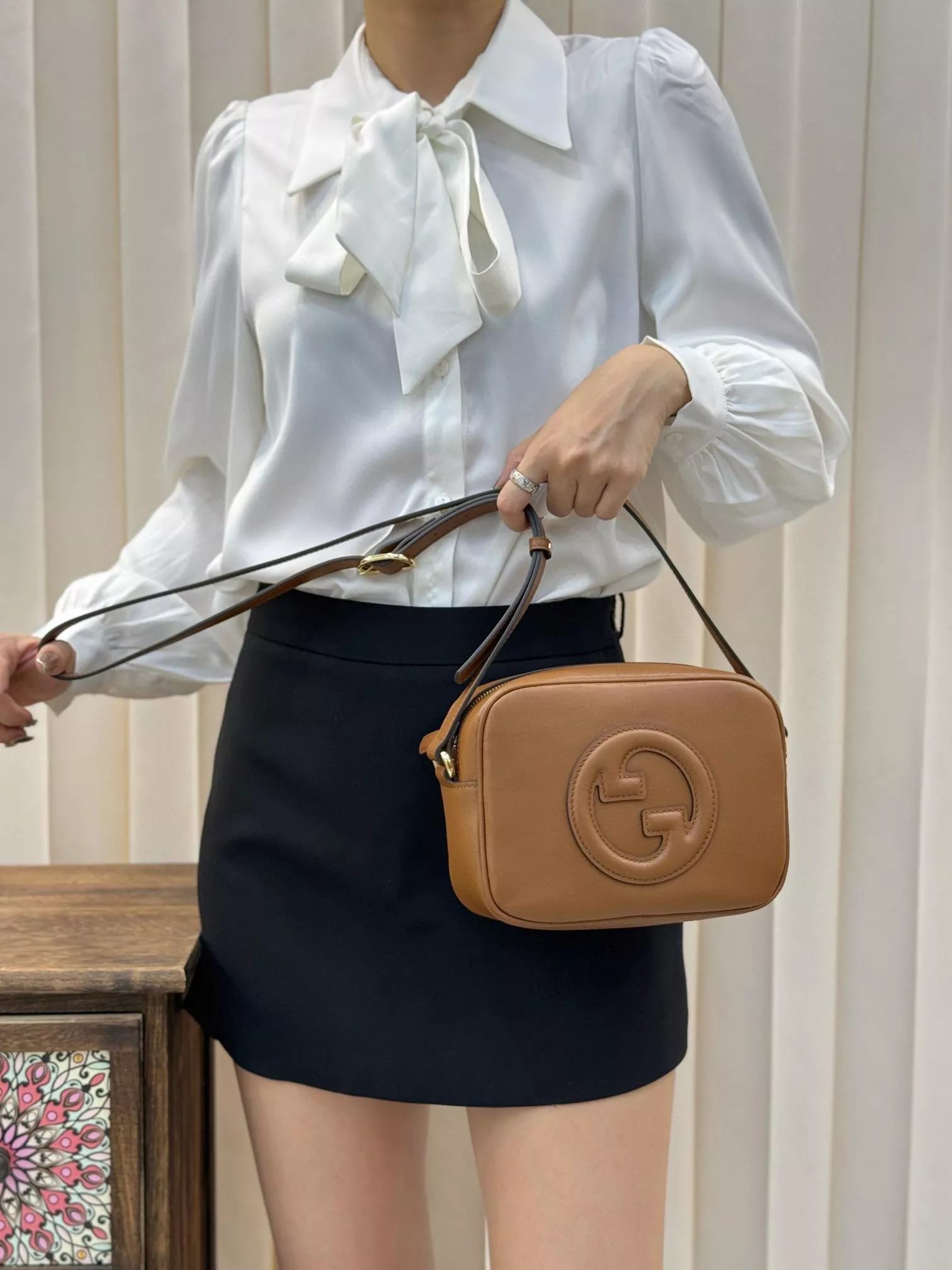 GUCCI 經典 棕色 Blondie雙G相機包・斜挎包 21cm