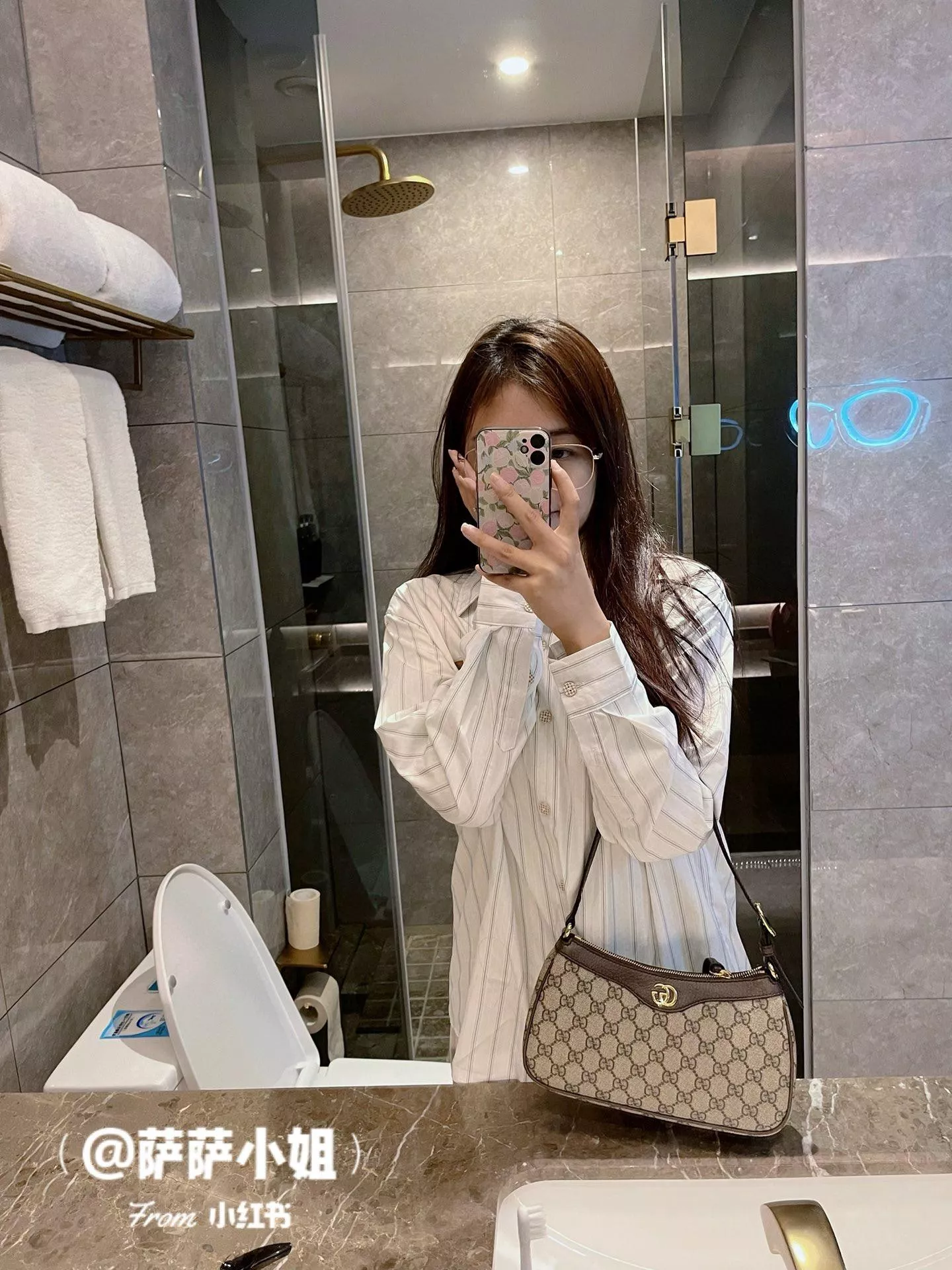 GUCCI｜Ophidia 小號腋下包・（GG帆布）型號；735145