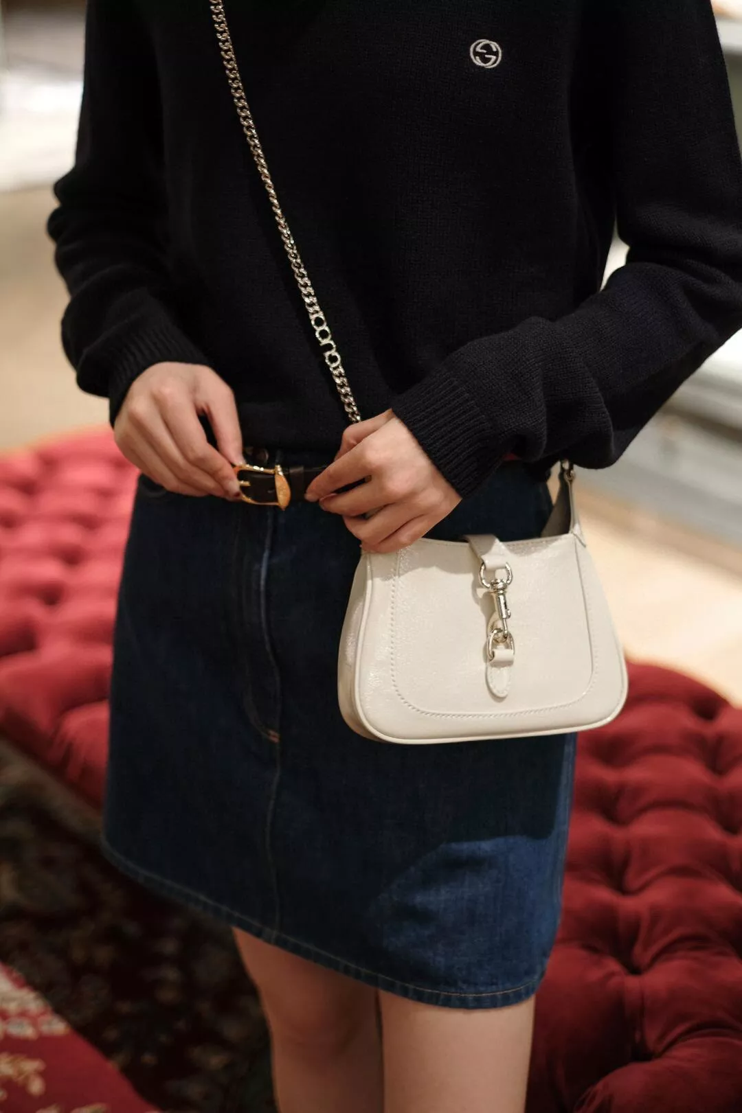 GUCCI｜Jackie Notte 迷你手袋（型號 782889）白色漆皮款