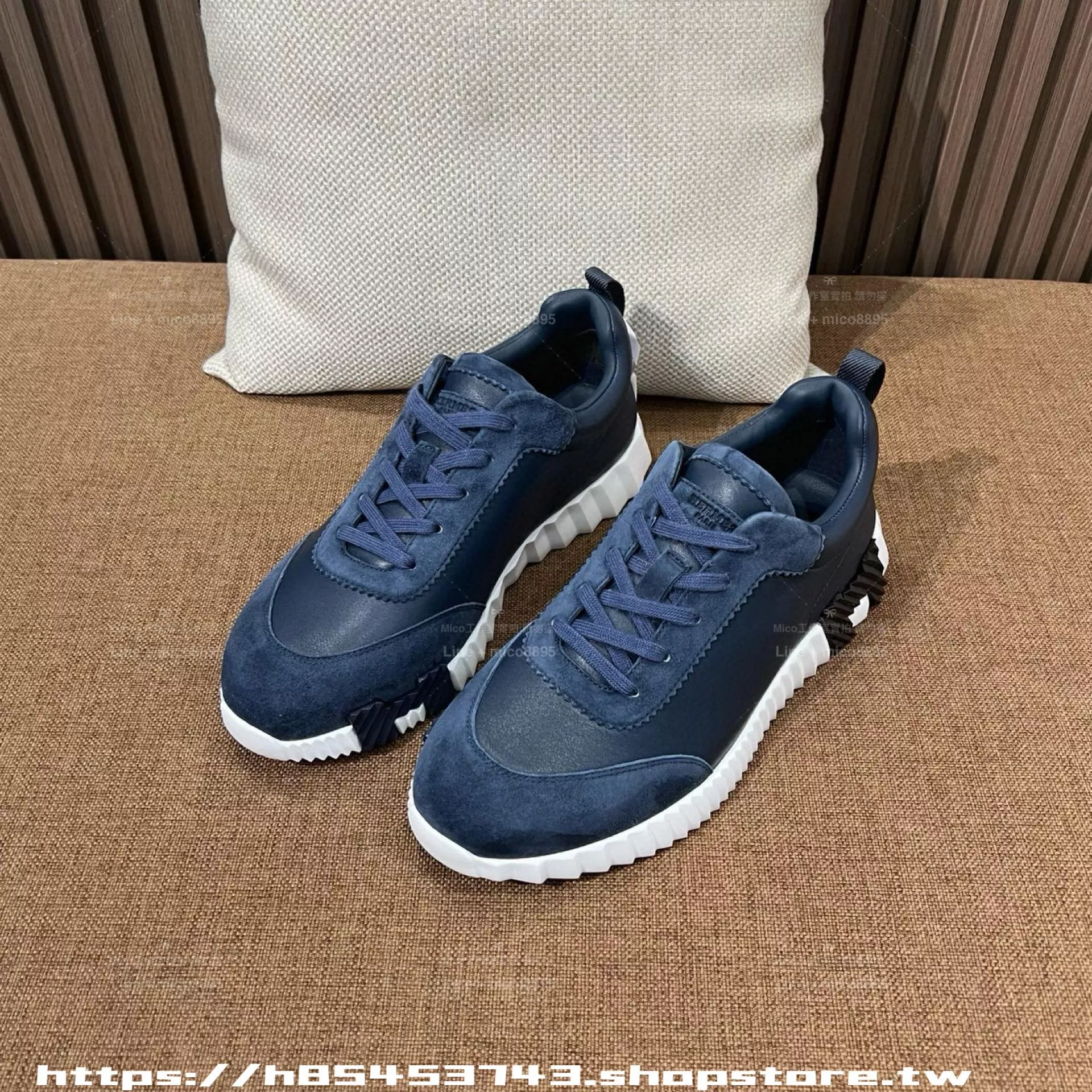 Hermès｜皮面x深海藍 Bouncing 經典男款運動鞋 39-45