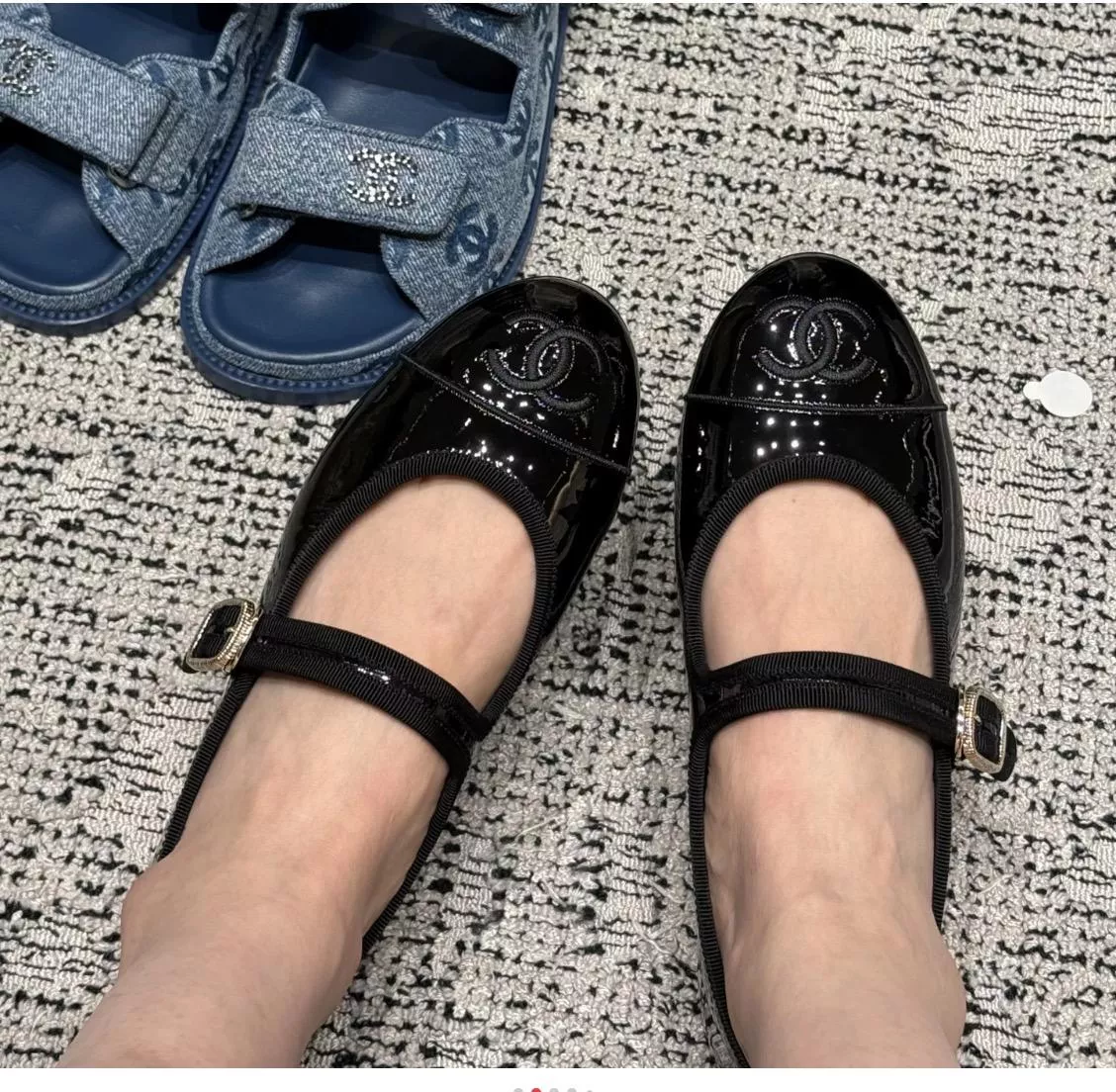 Chanel｜25s 漆皮黑色 瑪麗珍平底娃娃鞋 35-39