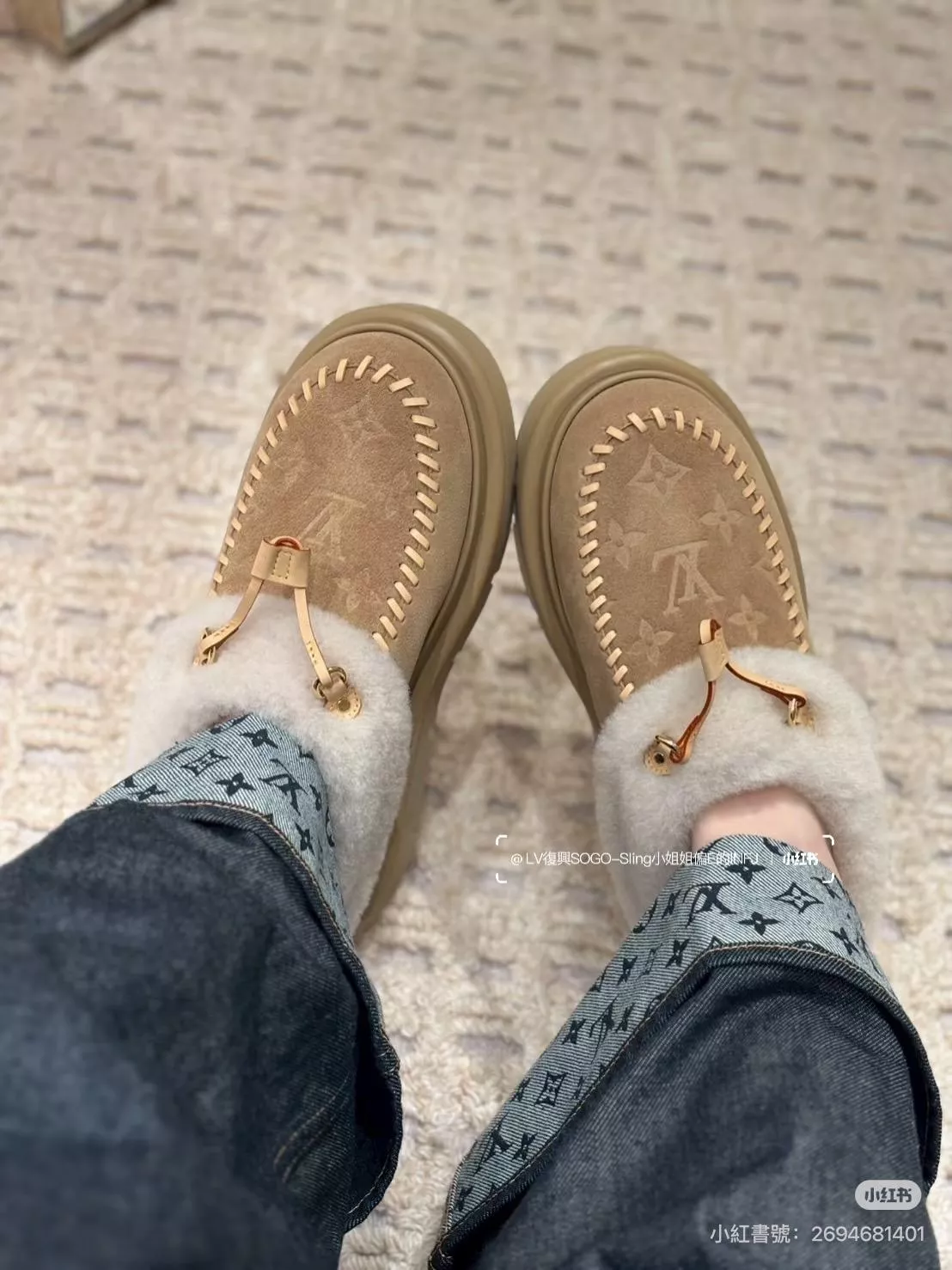 秋冬限定款｜25FW SKI滑雪系列 羊毛包頭拖鞋 杏色 35-41