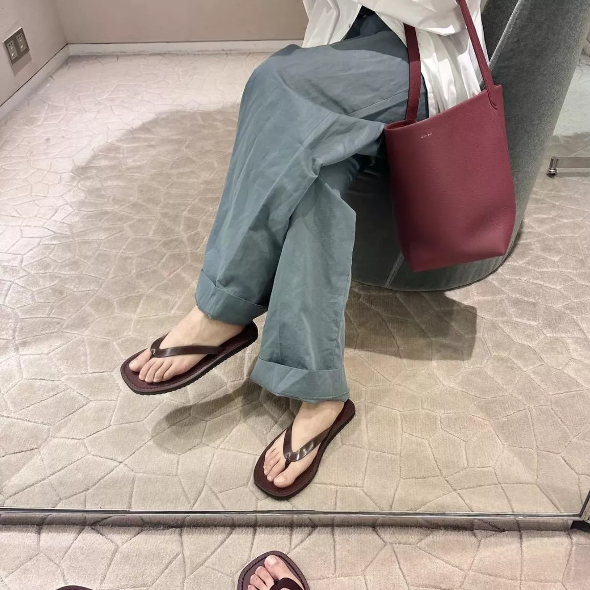 The Row 小羊皮款/紅色 Small 小號 N/S Park 皮革托特包 24*22cm