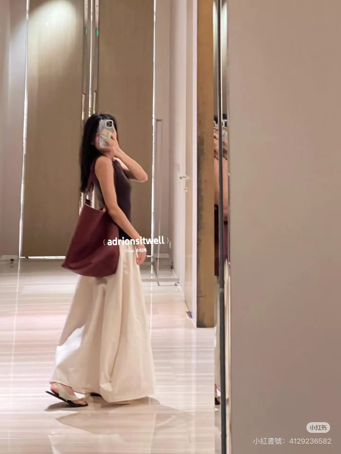 The Row 小羊皮款/紅色 大號44*38cm N/S Park 皮革托特包