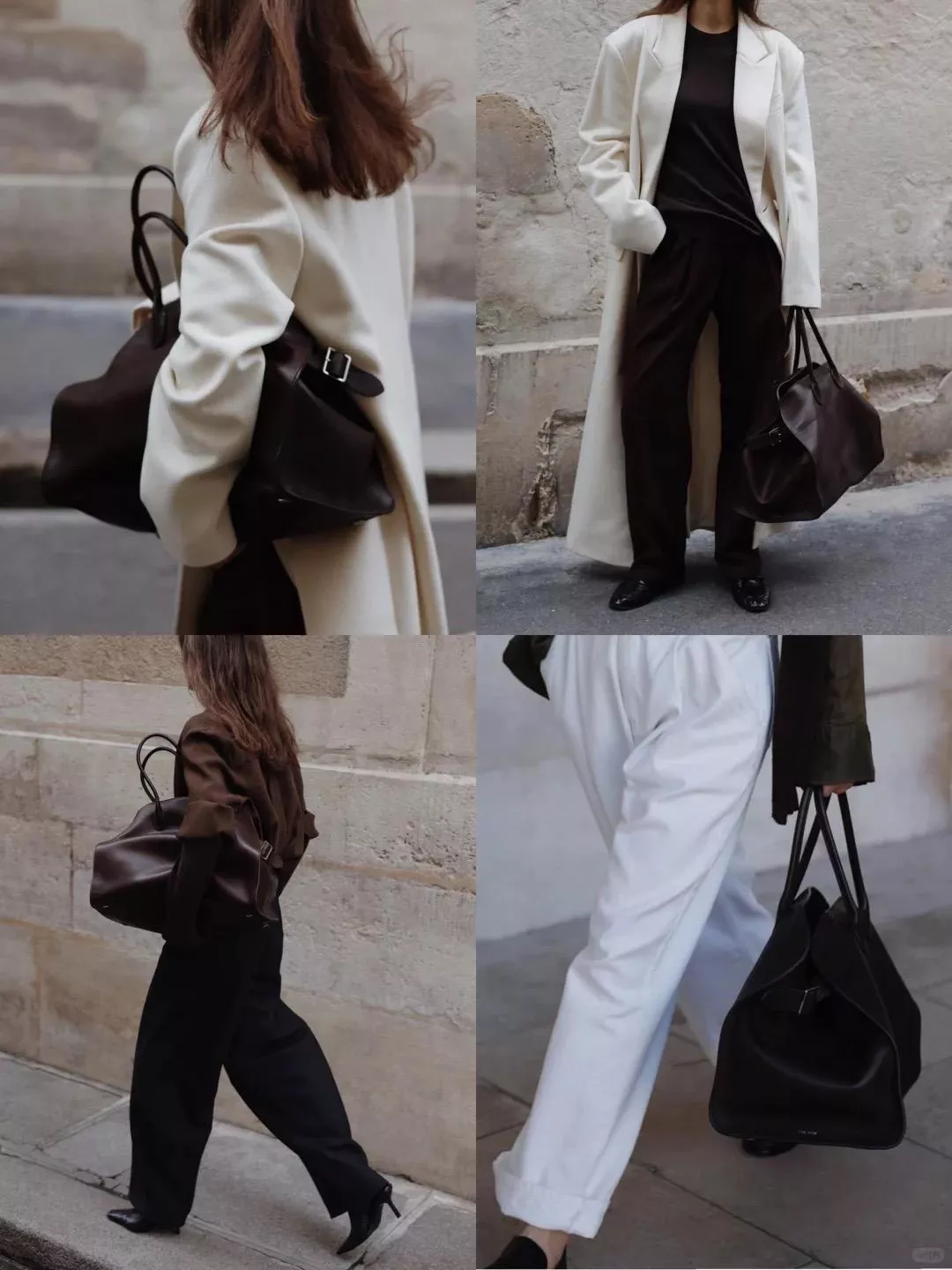 The Row Margaux 17 巧克力色/平紋托特包 Margaux 17 dark brown saddle leather bag