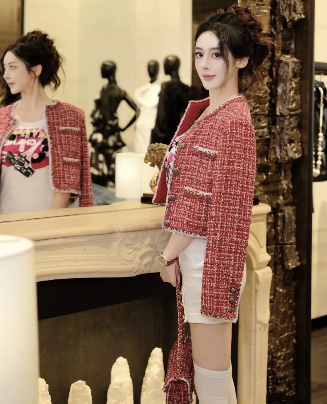 CHANEL 年節必備 25K 紅色粗花呢小香風短版外套（36/38/40）