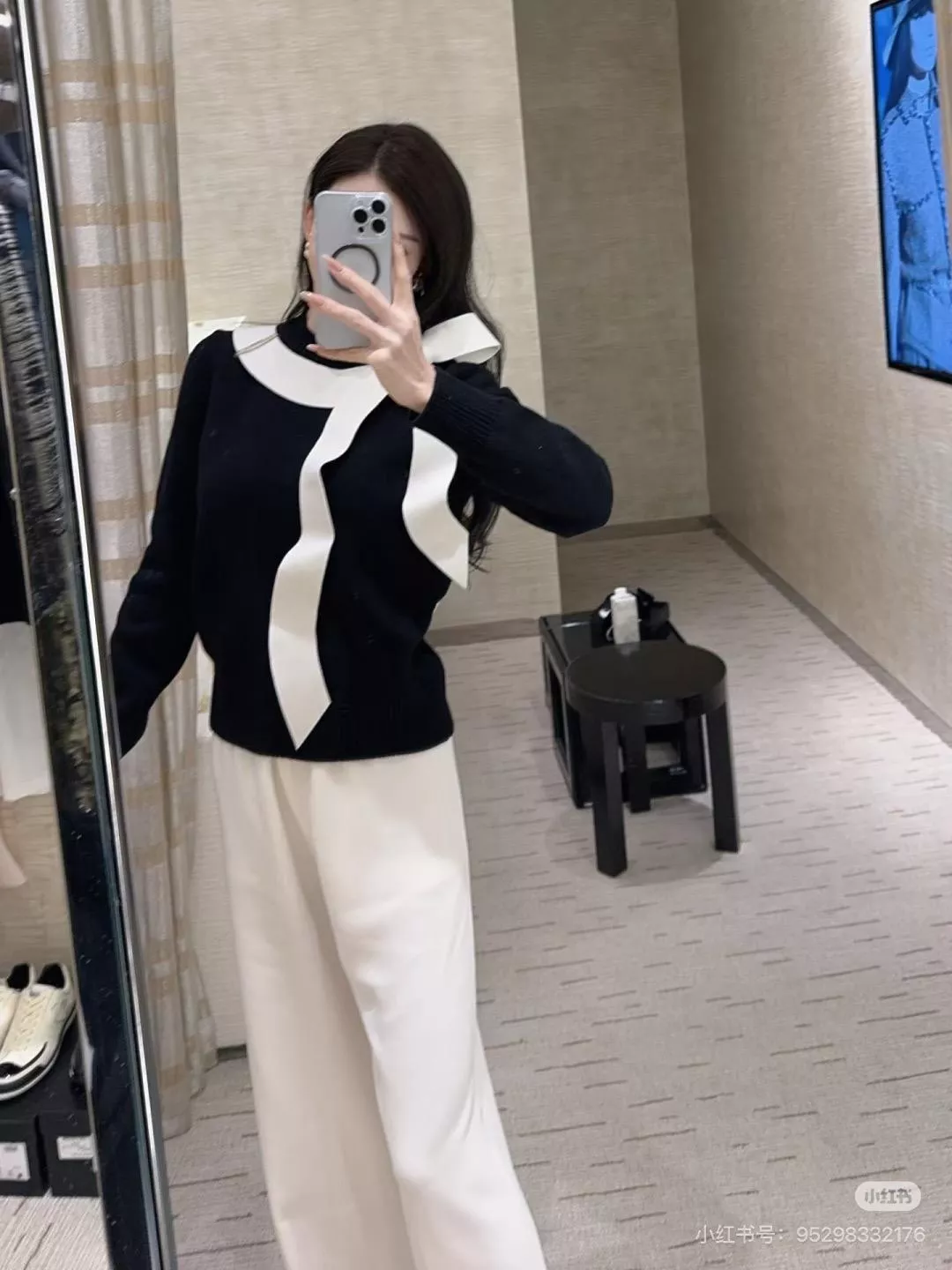 CHANEL 25K 【蝴蝶結羊絨針織上衣】大飄帶設計感毛衣｜高訂羊絨感版型 36/38/40