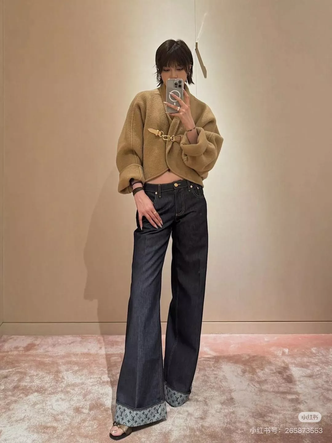 LV 駝色 羊毛斗篷披肩外套｜高級感女王氣場設計｜秋冬寬鬆遮肉款