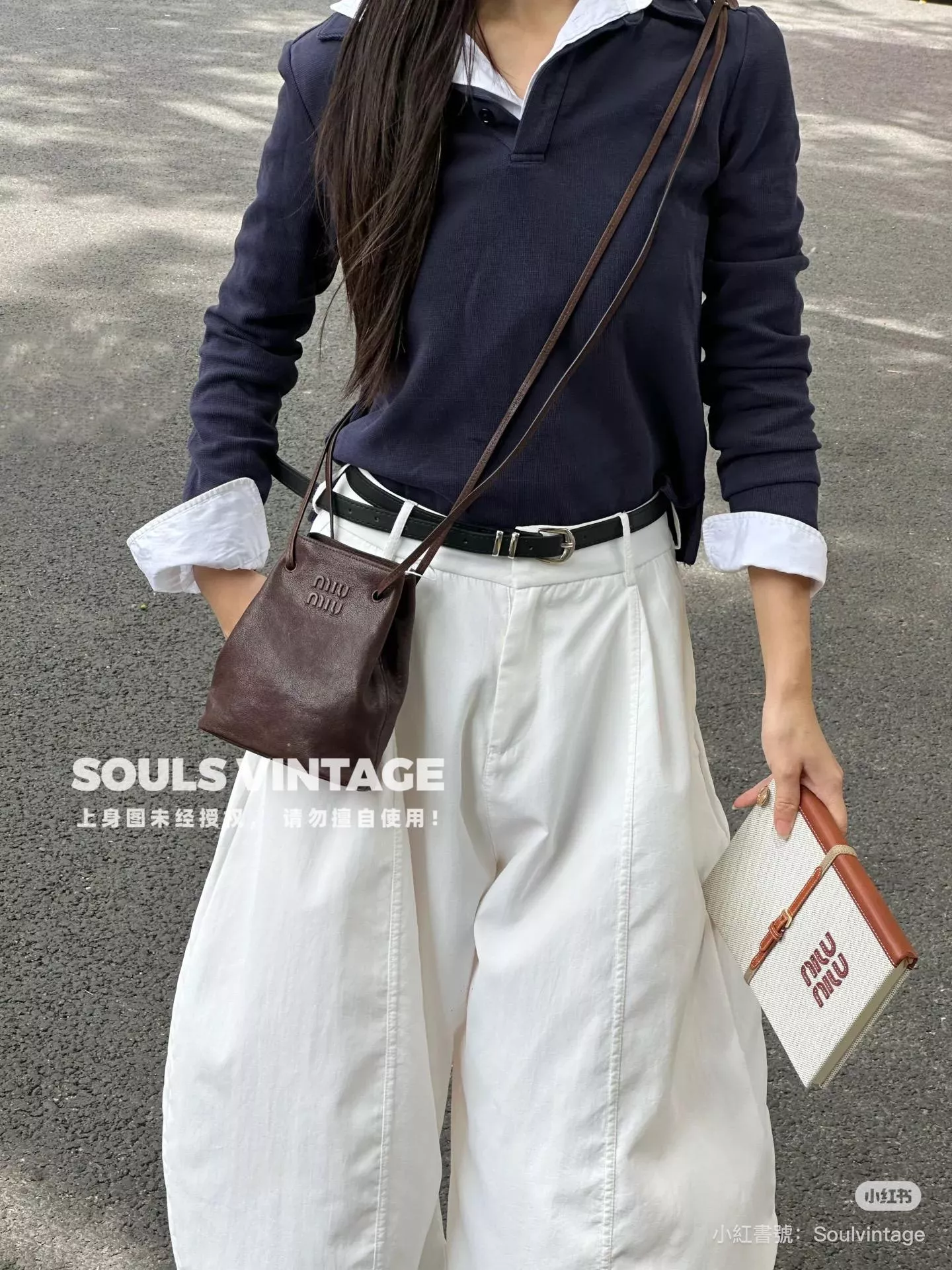 Miu Miu 石楠木色 小羊皮斜挎水桶包 高17*寬16cm