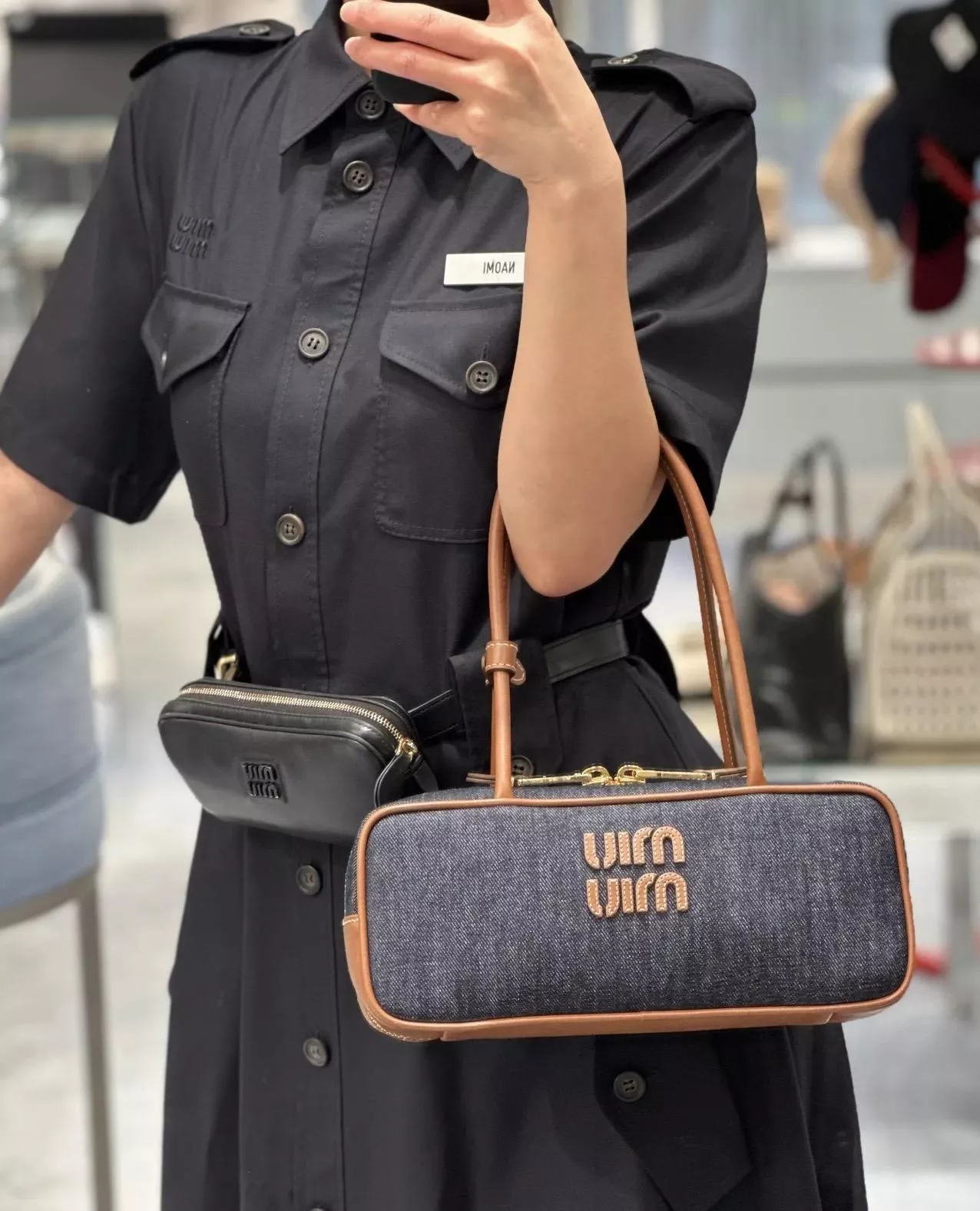 Miu Miu｜5BB173 BEAU 公文包中號（丹寧牛仔）