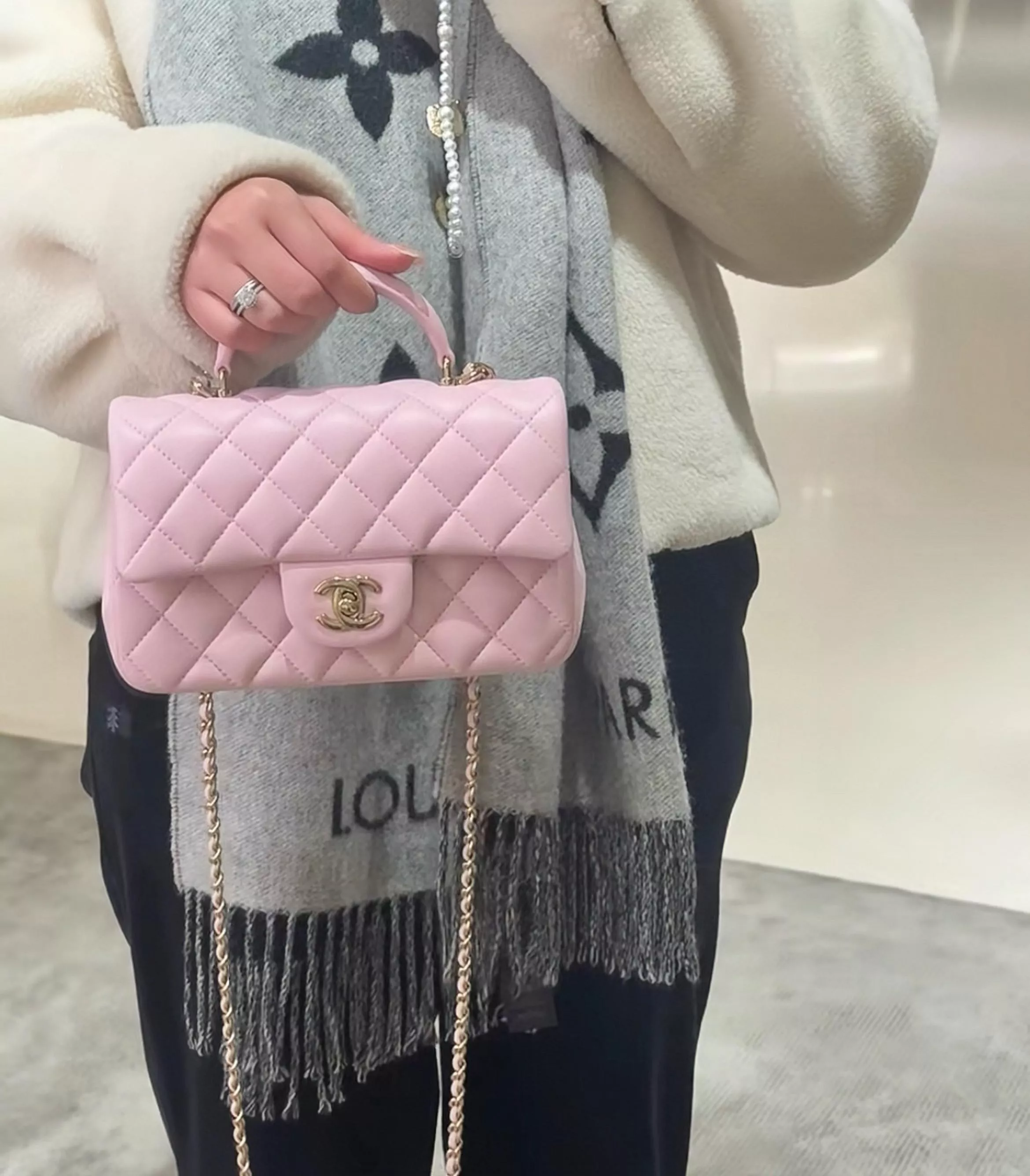 25P 季節色 春夏淡粉 CF 大Mini Handle 手提包（12×20×6cm）