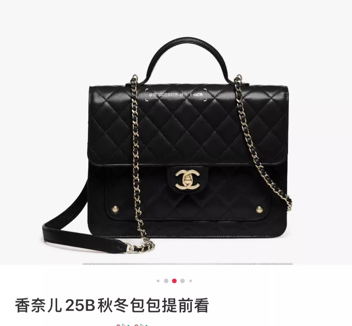 25B 秋冬款 黑色小羊皮 郵差雙肩背包 黑金（23×18×6cm）