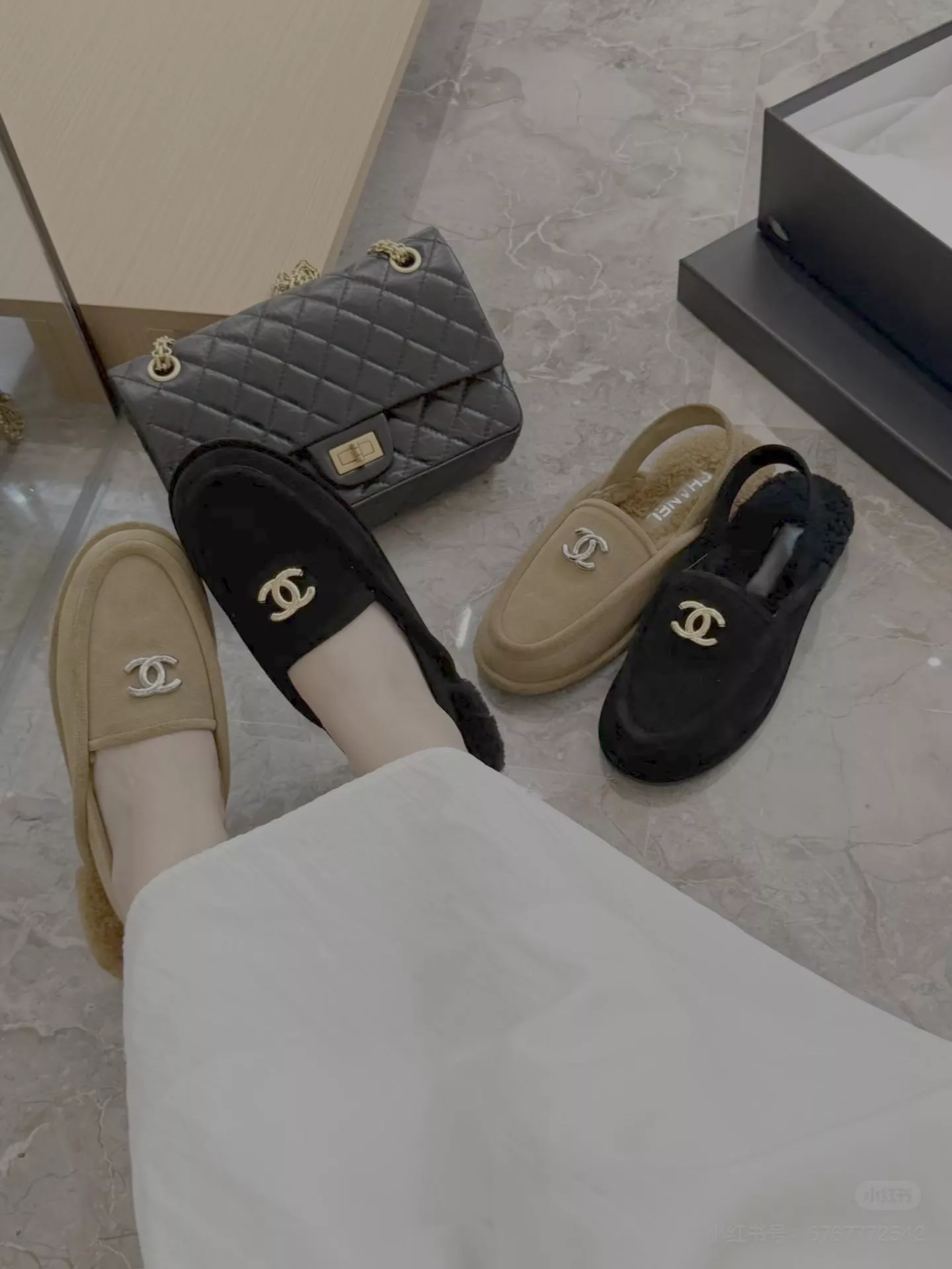Chanel｜24K 棕色 鹿皮羊羔毛樂福鞋（35–40碼）