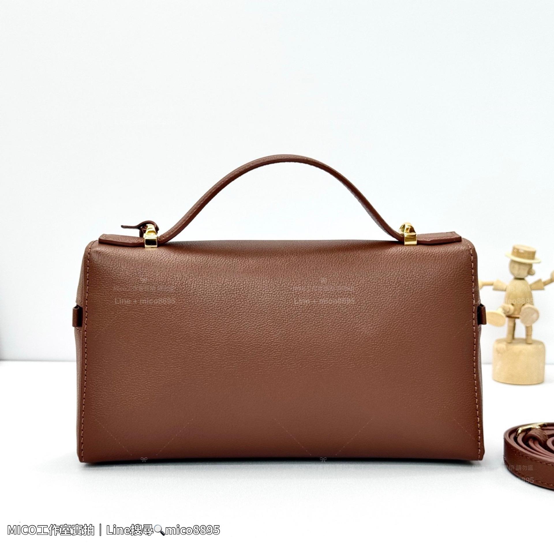 Loro Piana Extra Bag L23 手袋焦棕色牛皮革高定版｜老錢極簡風（23×12